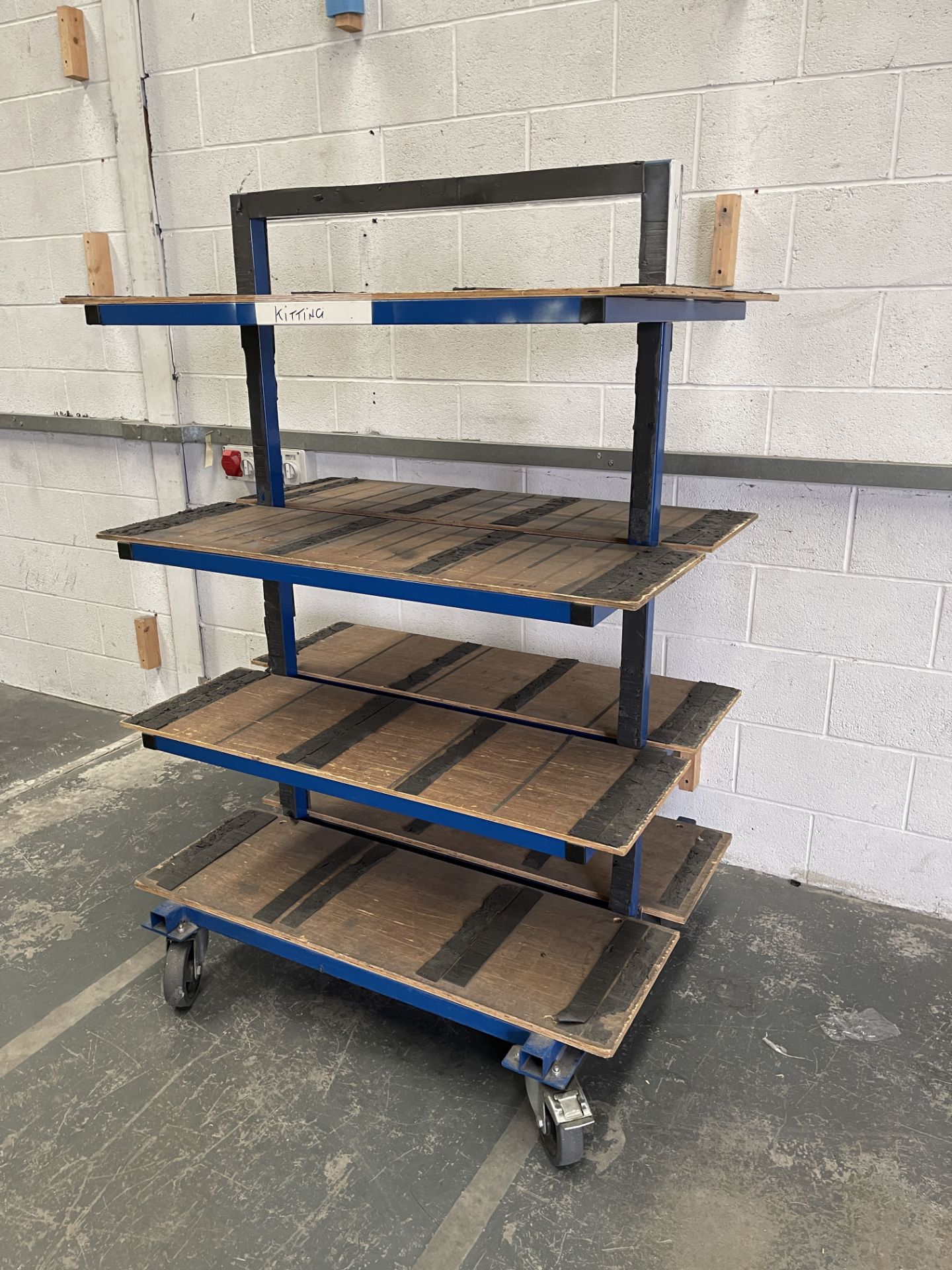 Heavy Duty Mobile Work Trolley. Steel Tube Construction With Wooden Shelving. Locking Wheels. Size: - Image 2 of 6