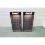 2 x Trend Display Cabinets. Complete With Lights and Quantity of Hooks. 1 x Key for Both Cabinets.