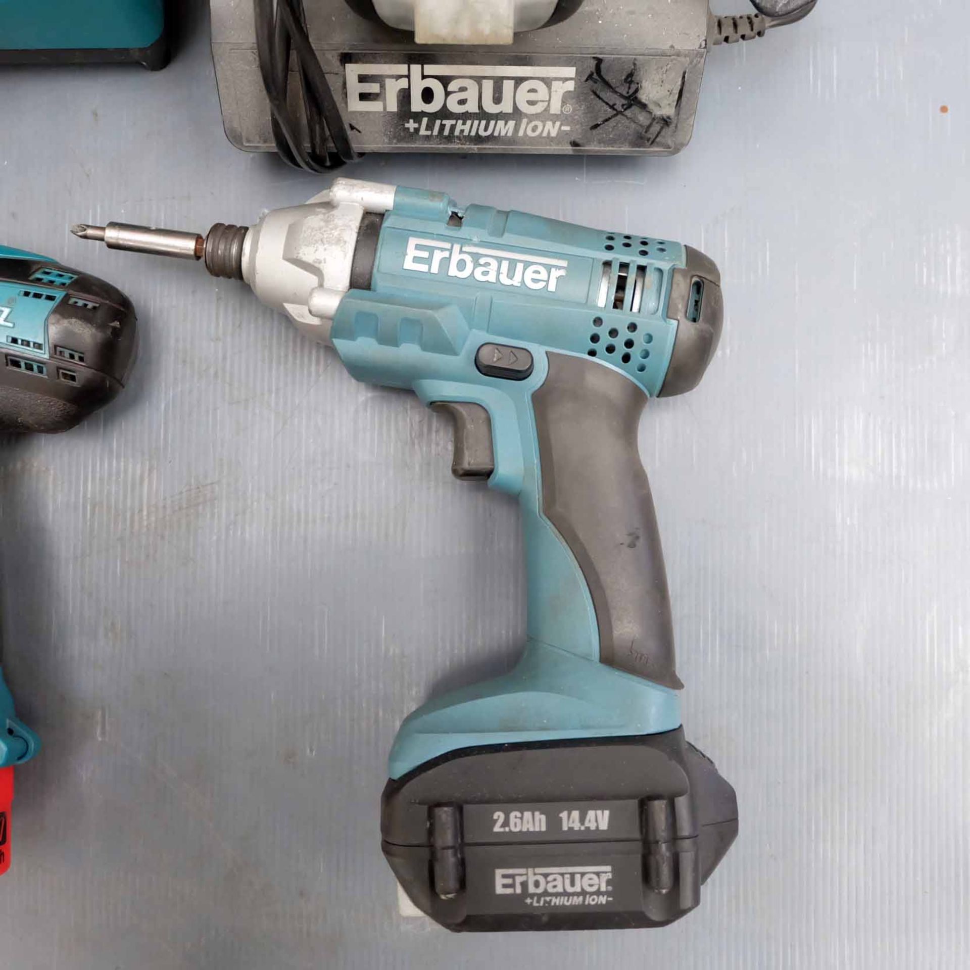 Quantity of 3 Drills. Includes Erbauer Drill With Charger & 2 Batteries (Working). Makita Drill With - Image 5 of 7