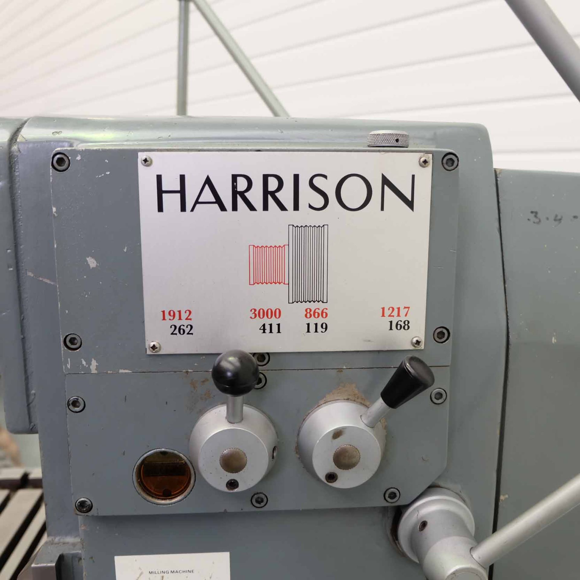 Harrison Vertical Milling Machine With Swivelling Head. Table Size 775mm x 200mm. Longitudinal Trave - Image 6 of 18