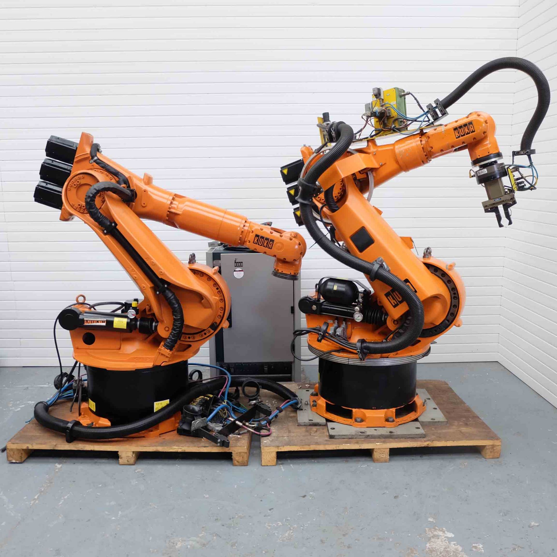 2 x Kuka Type KR125 6 Axis Robotic Arms. (1 Complete & 1 Incomplete). With 1 KCP2 Controller. Reach