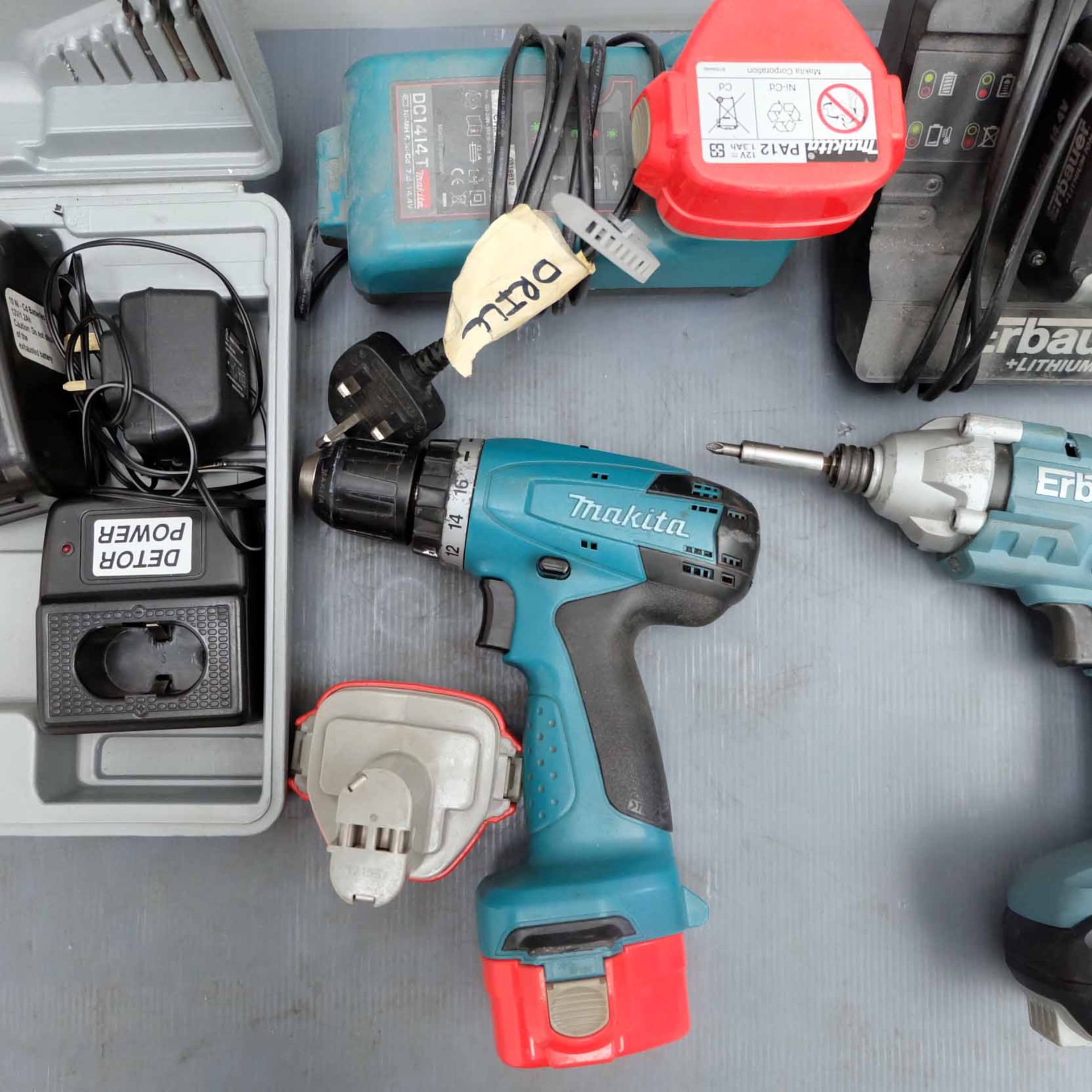 Quantity of 3 Drills. Includes Erbauer Drill With Charger & 2 Batteries (Working). Makita Drill With - Image 4 of 7