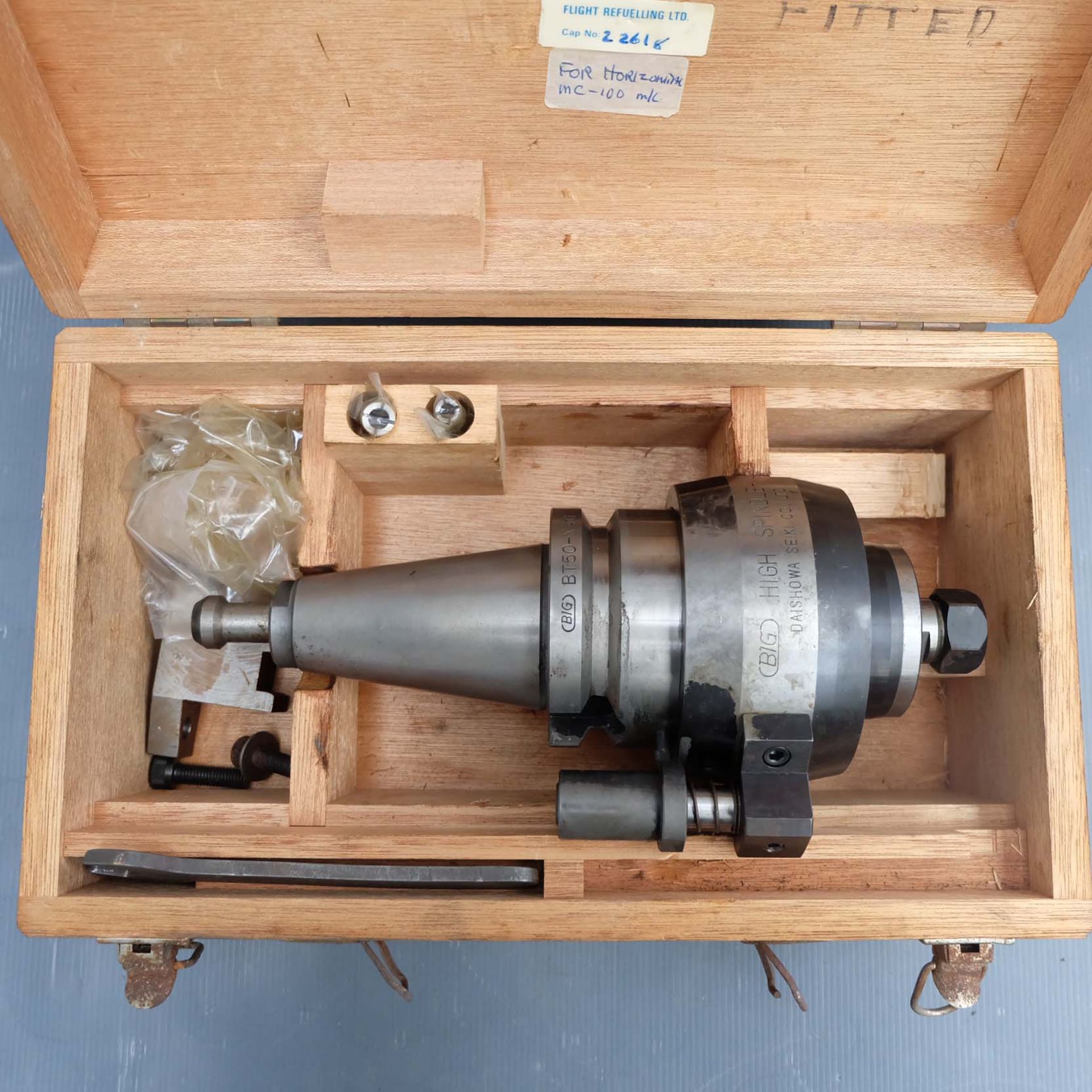 B I G High Spindle - X4G Speed Increaser by Daishower Seiki Co Ltd. With BT50 Spindle. In Wooden Box