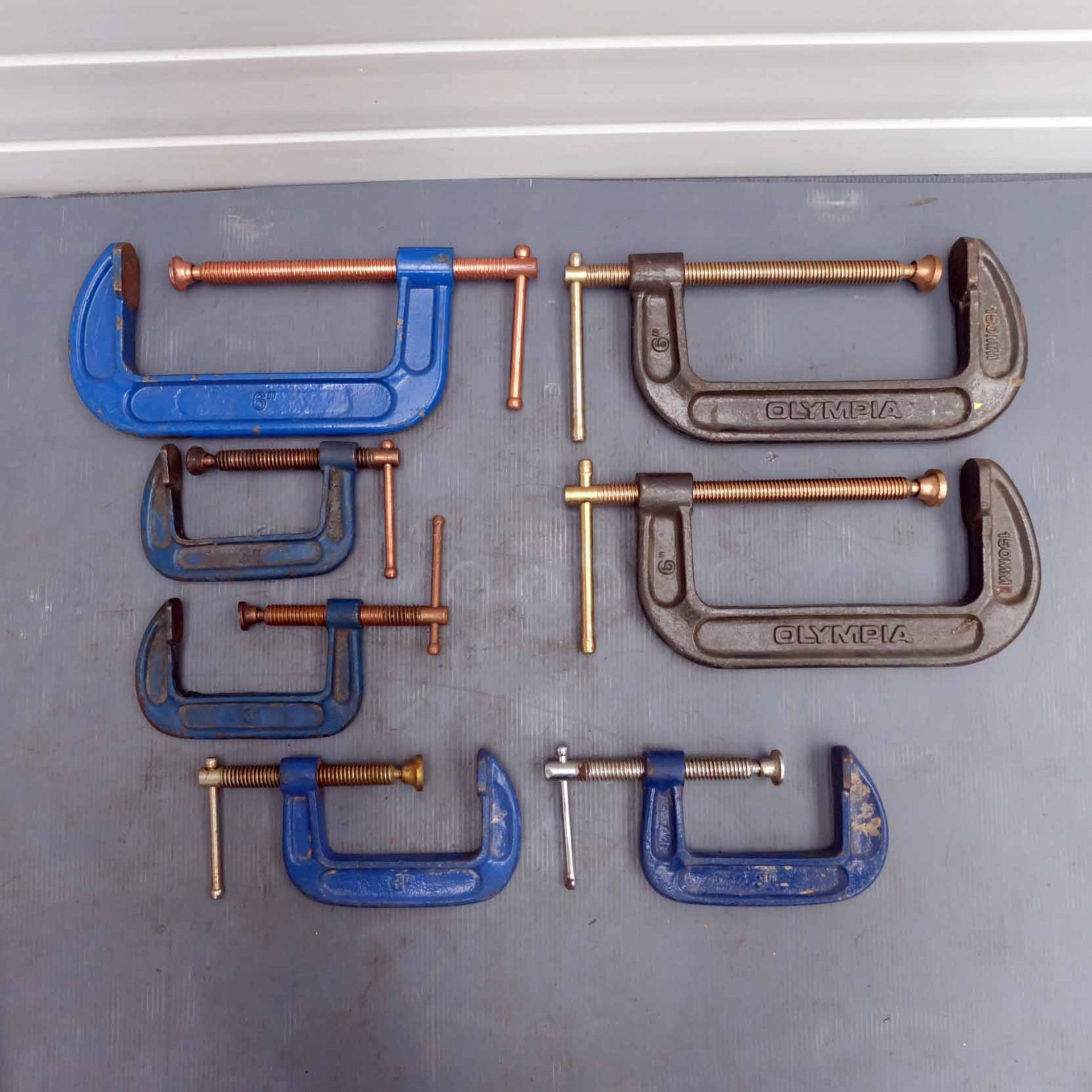 Quantity of 7 'G' Clamps. Includes 4 x 3" and 3 x 6".