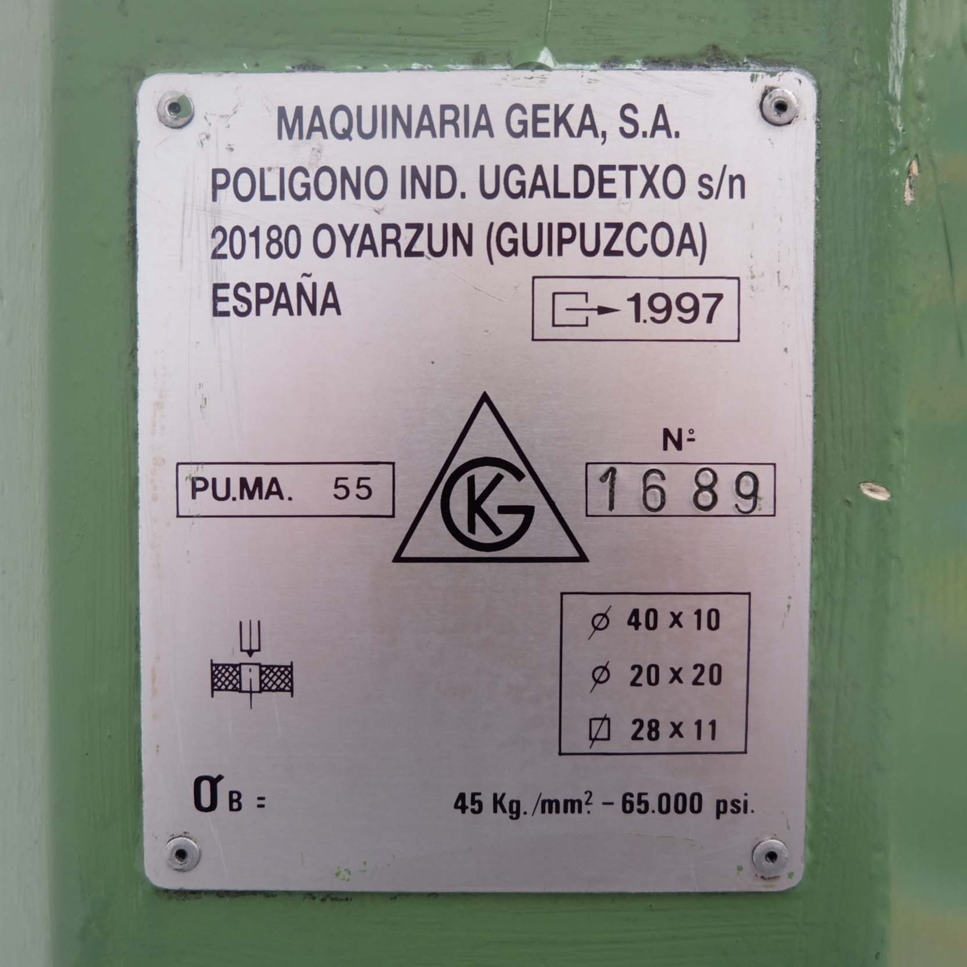 GEKA Puma 55/E - 500 55 Ton Hydraulic Punching Machine. Capacity: 40mm Dia x 10mm. Or: 20mm Dia x 20 - Image 6 of 8