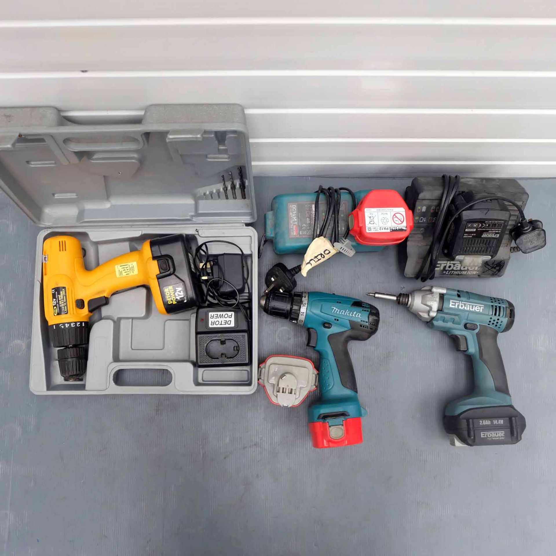 Quantity of 3 Drills. Includes Erbauer Drill With Charger & 2 Batteries (Working). Makita Drill With - Image 2 of 7