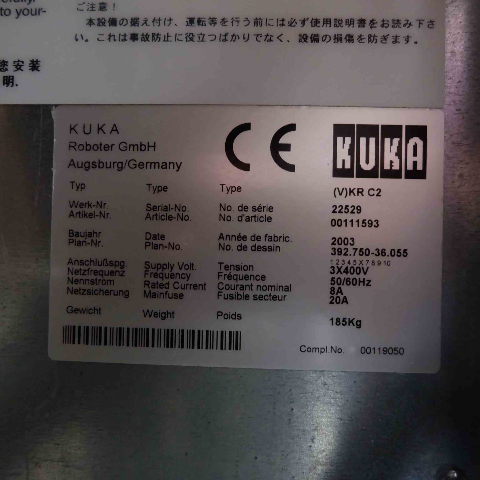 2 x Kuka Type KR125 6 Axis Robotic Arms. (1 Complete & 1 Incomplete). With 1 KCP2 Controller. Reach - Image 23 of 35