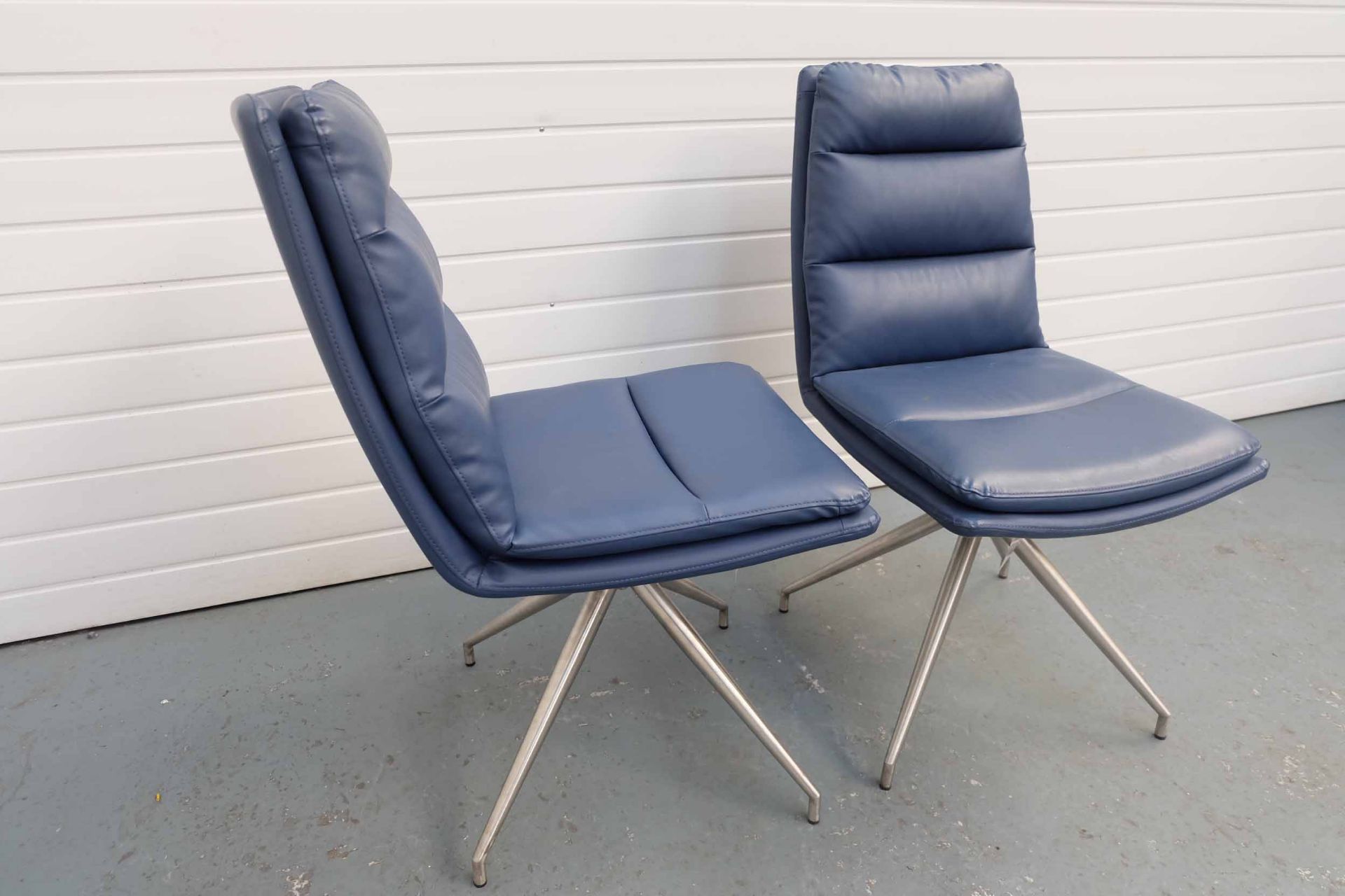 Pair of Furniture Link 'Nobo' Swivel Chairs. Faux Leather Blue Seat on Brushed Steel Legs. - Image 3 of 3