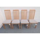 Set of 4 Furniture Link Wooden Dining Chairs With Upholstered Seats.