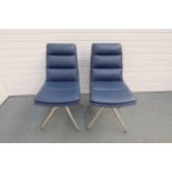 Pair of Furniture Link 'Nobo' Swivel Chairs. Faux Leather Blue Seat on Brushed Steel Legs.