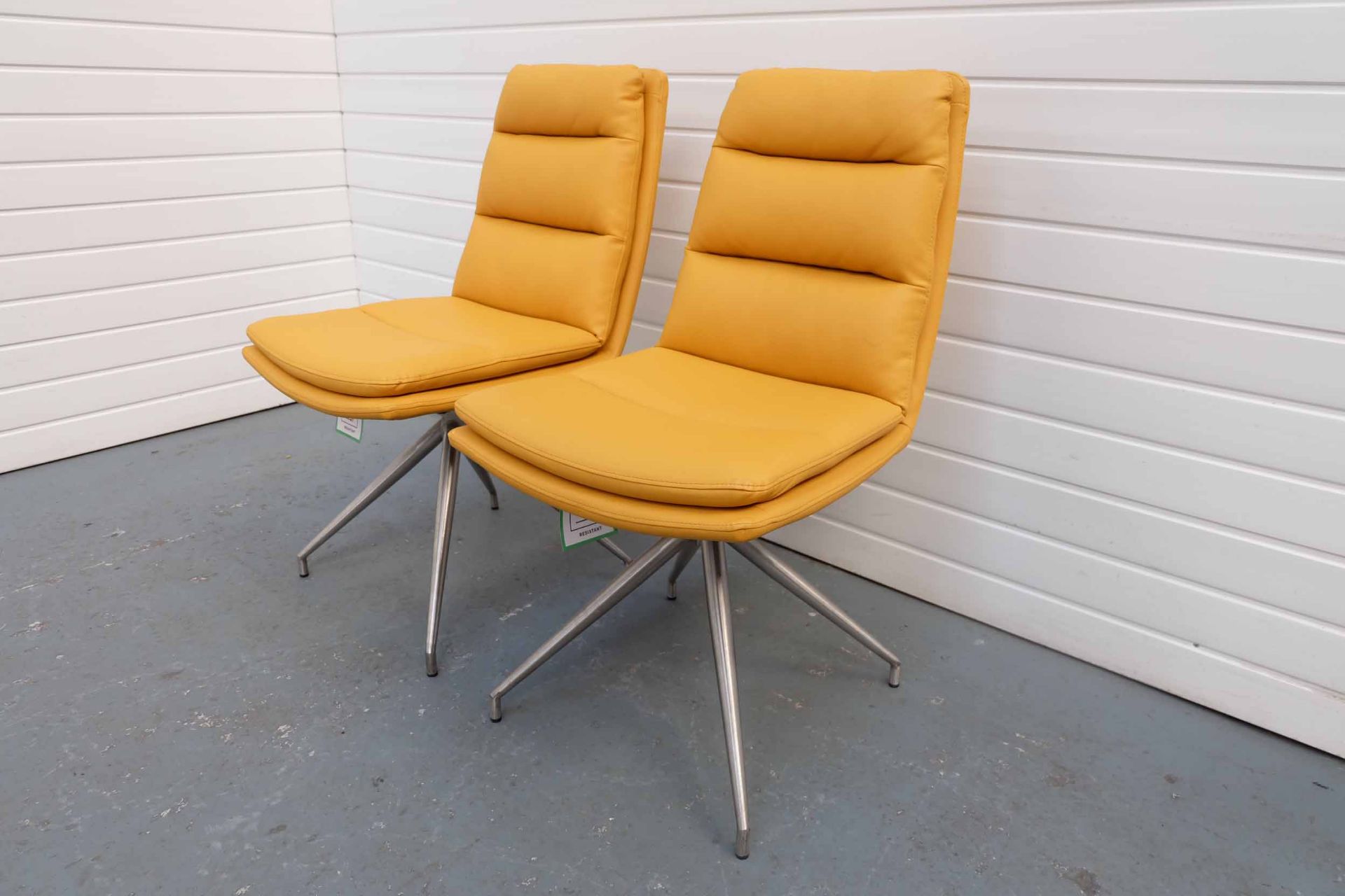 Pair of Furniture Link 'Nobo' Swivel Chairs. Faux Leather Ochre Seat on Brushed Steel Legs. - Image 2 of 3