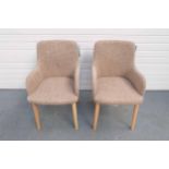 Pair of Furniture Link Upholstered Chairs. Fitted With Wooden Legs.