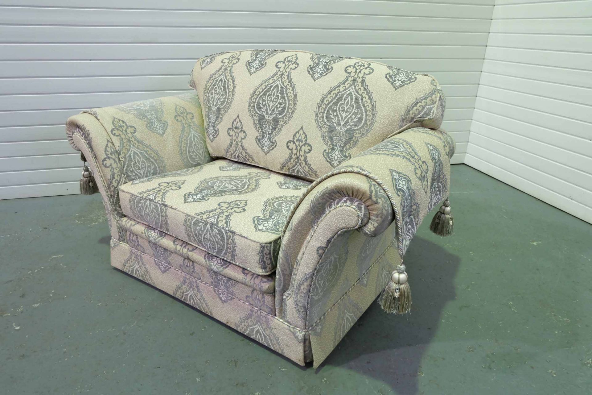 Steed Upholstery 'Kedleston' Range Fully Handmade Large 1.5 Seater Chair. With Valance & Arm Throws. - Image 2 of 4