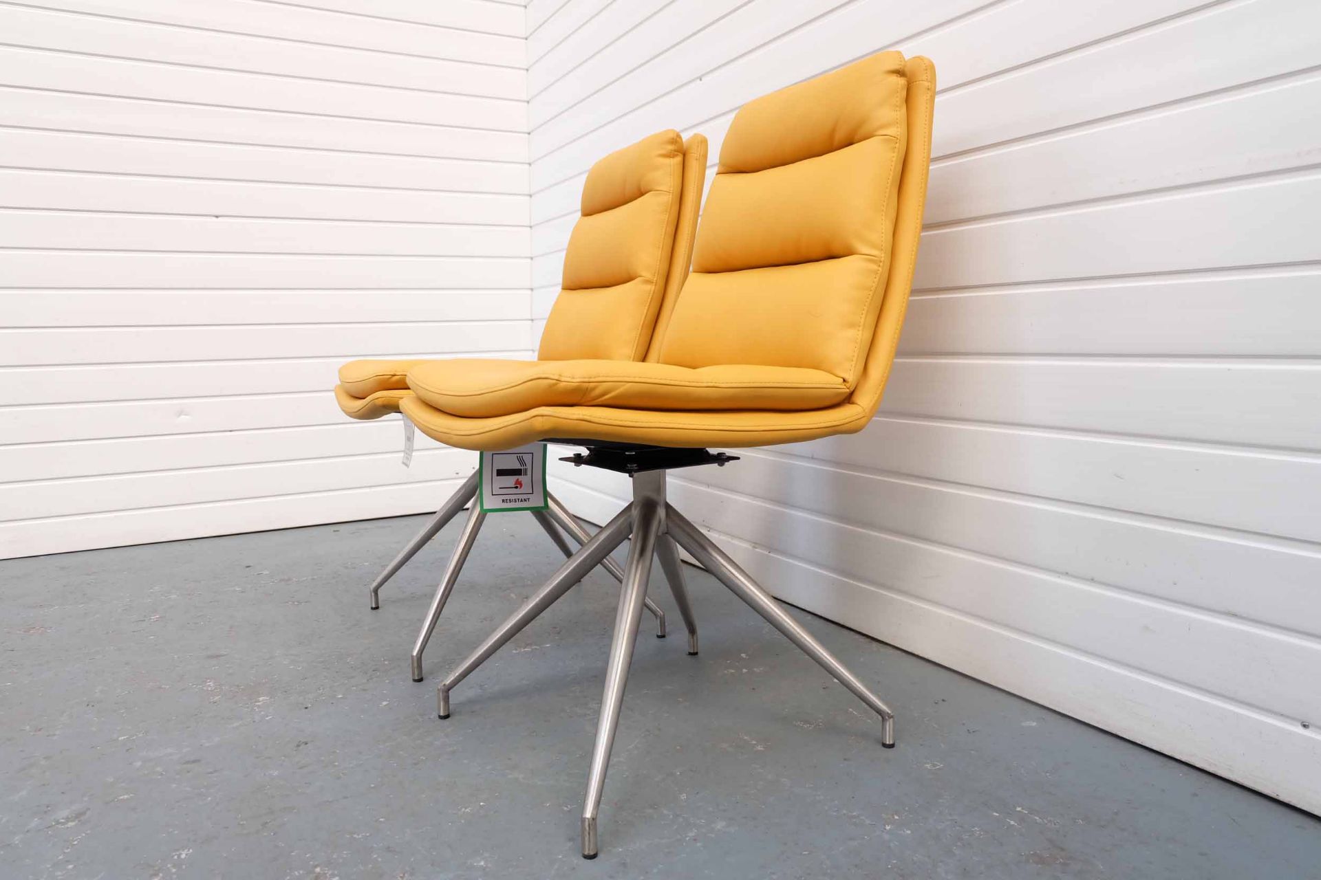 Pair of Furniture Link 'Nobo' Swivel Chairs. Faux Leather Ochre Seat on Brushed Steel Legs. - Image 3 of 3