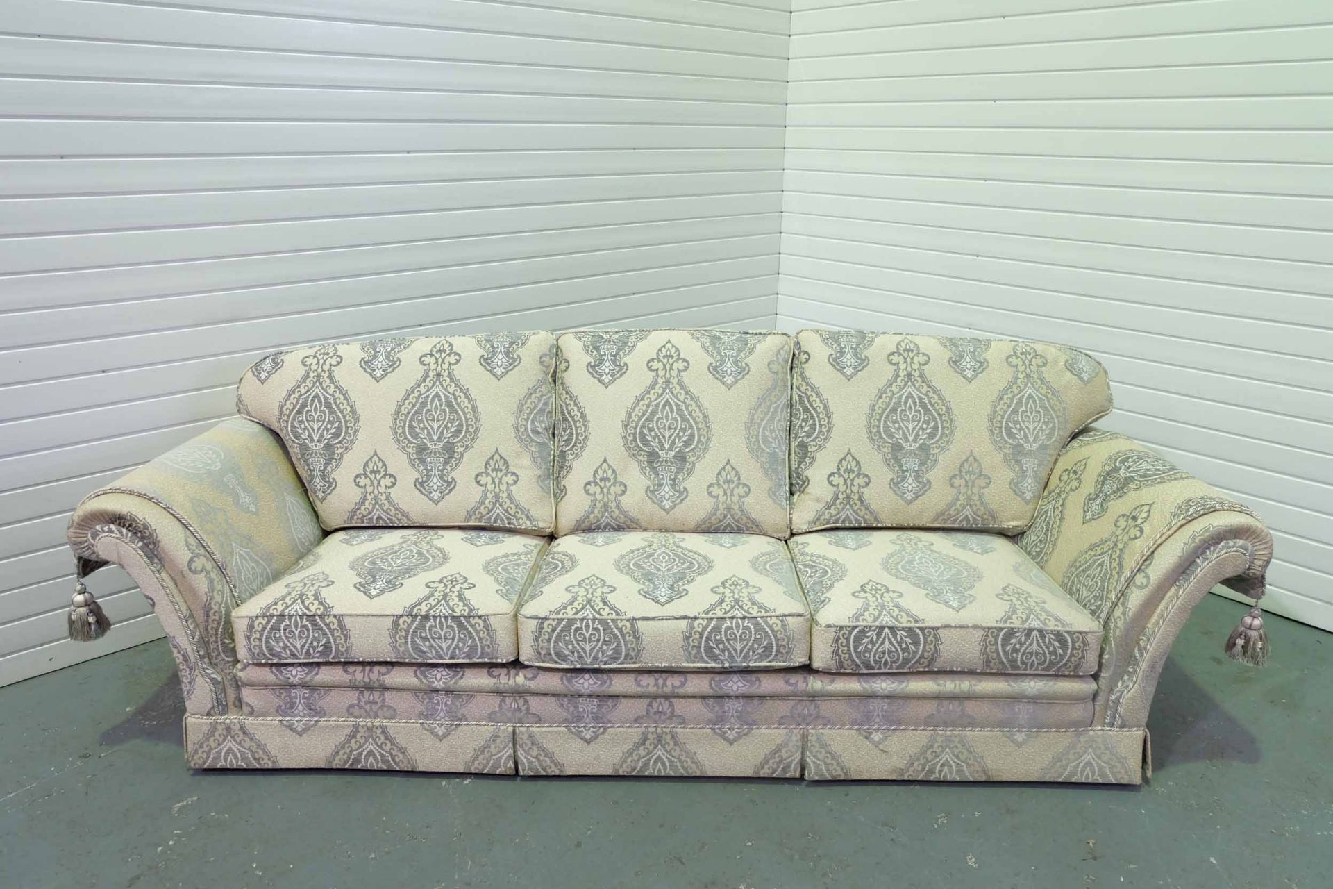 Steed Upholstery 'Kedleston' Range Fully Handmade Large 3 Seater Sofa. With Valance & Arm Throws.