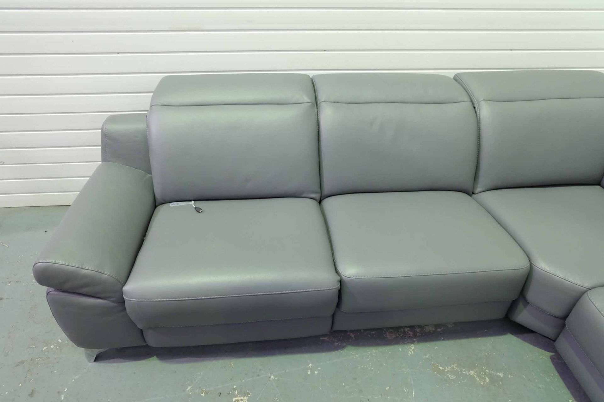 ROM 'Nevada' Corner Group Sofa. Montana Grey Leather. Left Hand Seat Reclines & Headrest. - Image 2 of 8