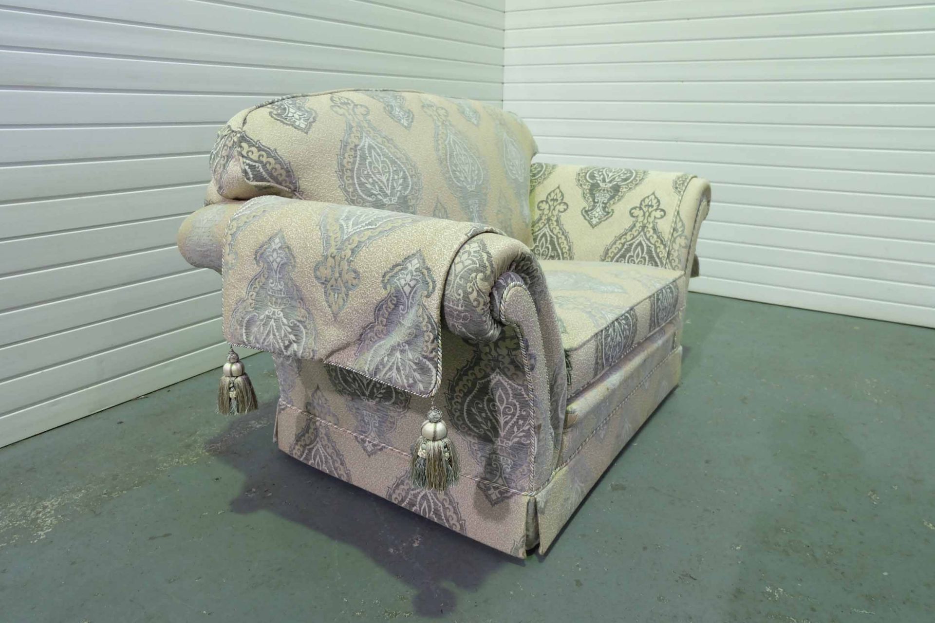 Steed Upholstery 'Kedleston' Range Fully Handmade Large 1.5 Seater Chair. With Valance & Arm Throws. - Image 3 of 4