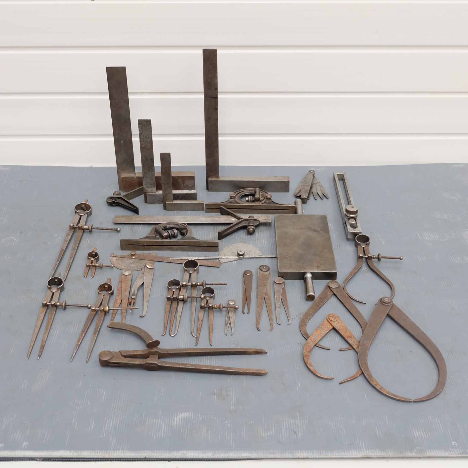 Selection of Various Marking Out Equipment. Including Squares, Scribers, Inside/Outside Calipers & 7
