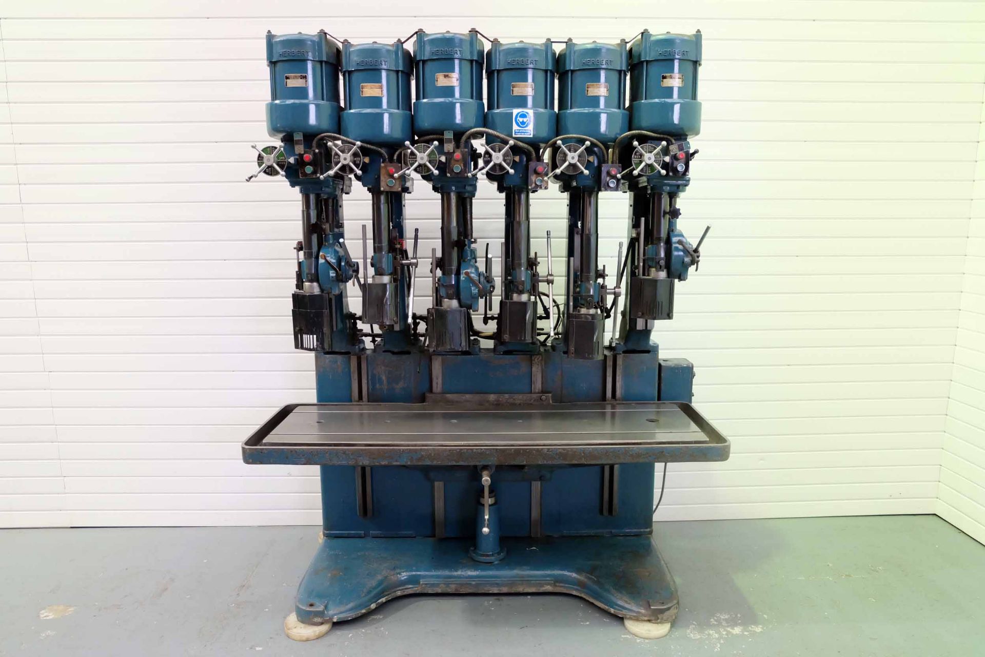 Herbert 6 Spindle In-Line Drilling Machine. 3 x Spindles 3MT With Power feed. 3 x Spindles 2MT With