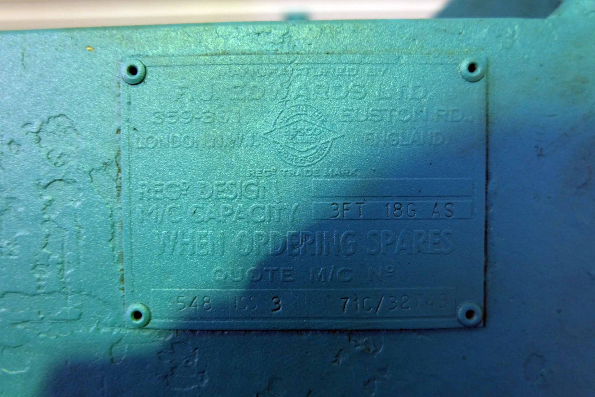Edwards Besco Model 71C Sheet Metal Folding Machine. Capacity 3ft x 18G AS. - Image 8 of 8