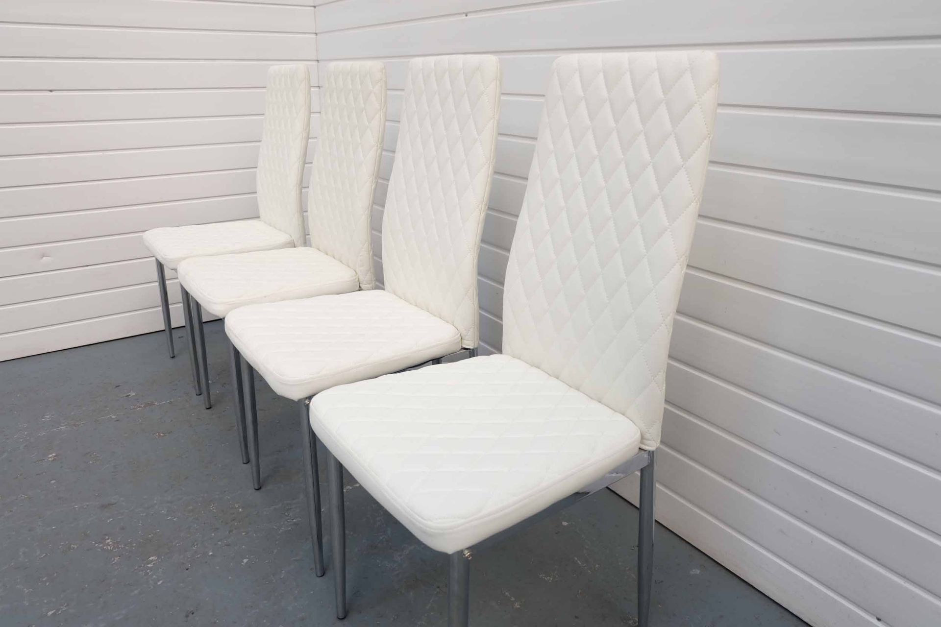 Set of 4 White Faux Leather High Back Dining Chairs. - Image 4 of 5