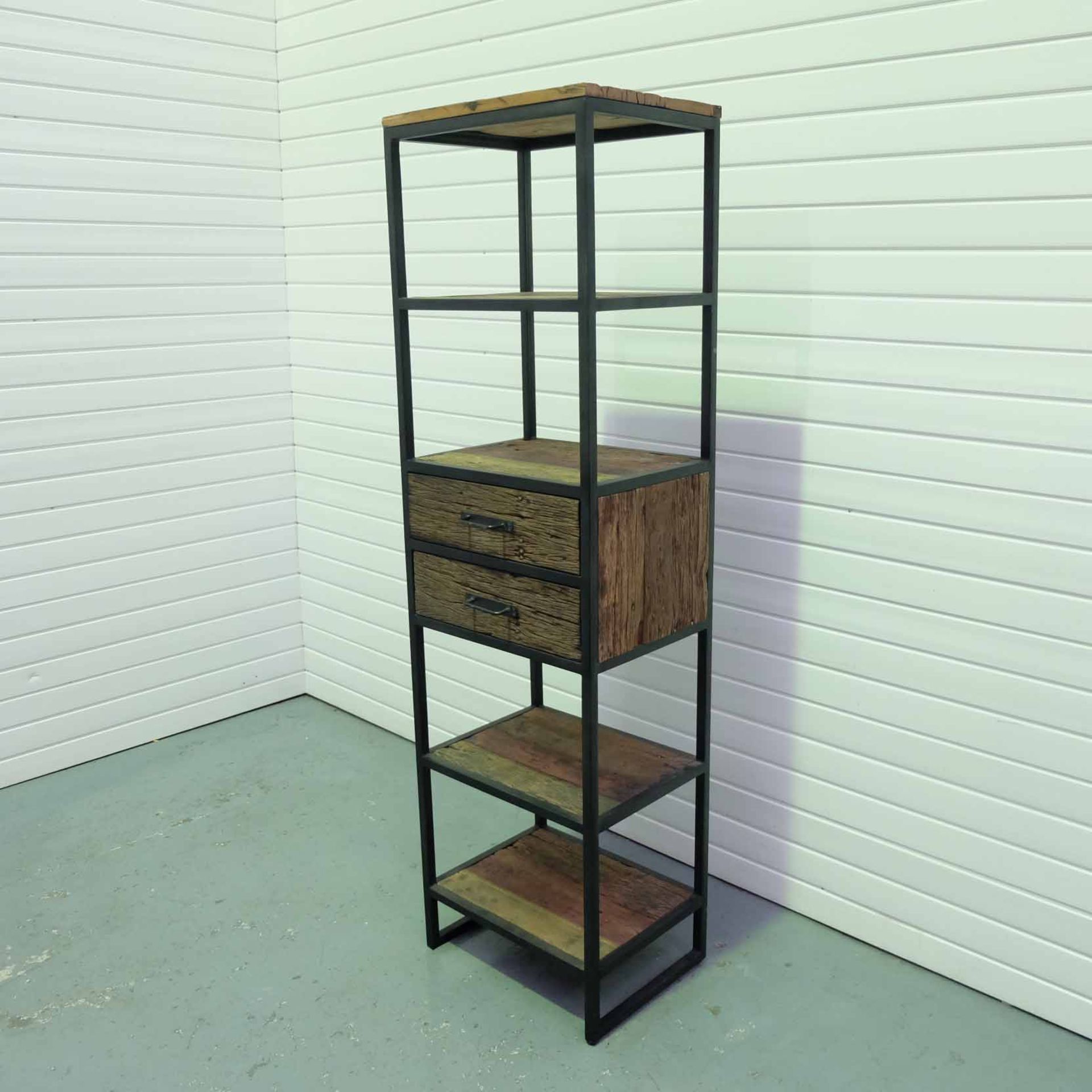 Reclaimed Wood Narrow Shelving Unit. 4 Shelves & 2 Drawers. - Image 2 of 7