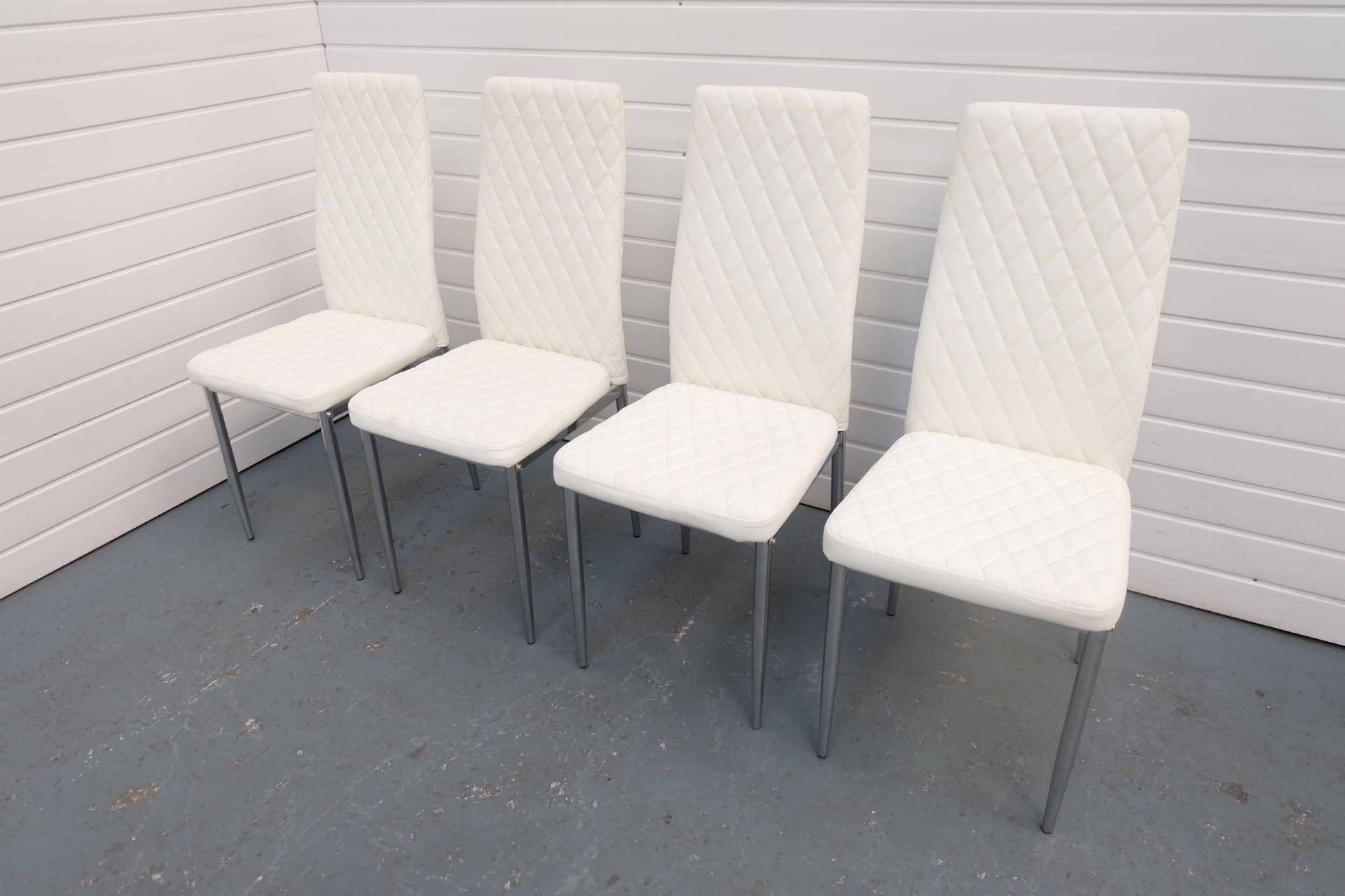 Set of 4 White Faux Leather High Back Dining Chairs. - Image 2 of 5