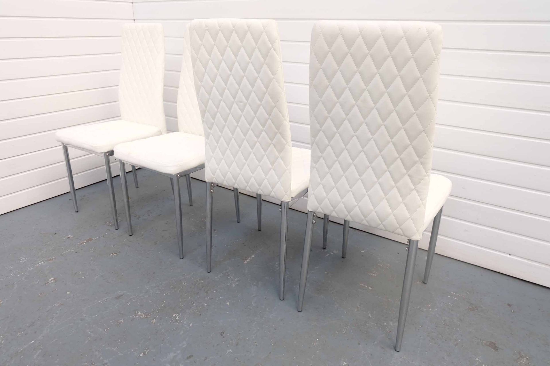 Set of 4 White Faux Leather High Back Dining Chairs. - Image 5 of 5