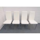 Set of 4 White Faux Leather High Back Dining Chairs.