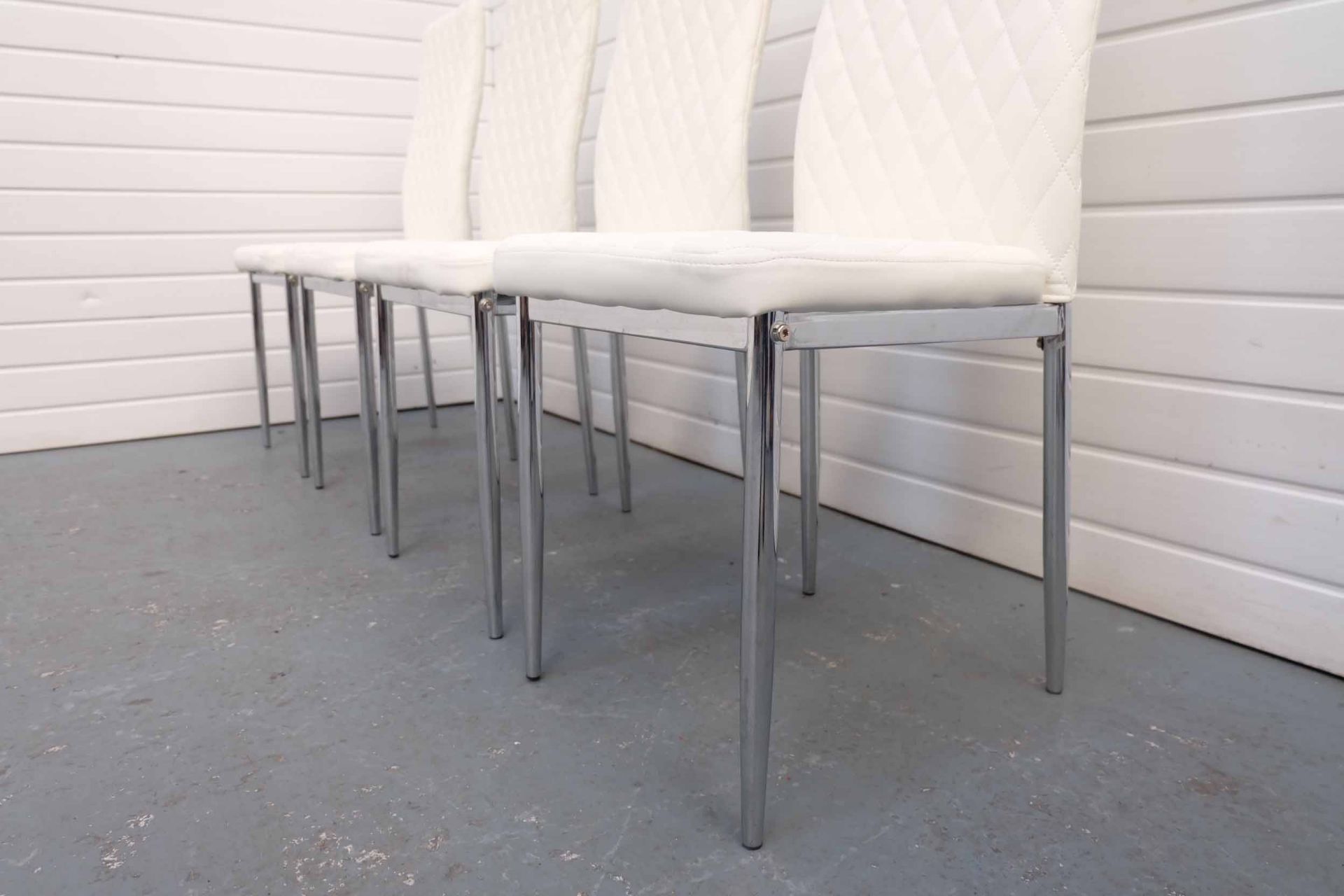 Set of 4 White Faux Leather High Back Dining Chairs. - Image 3 of 5