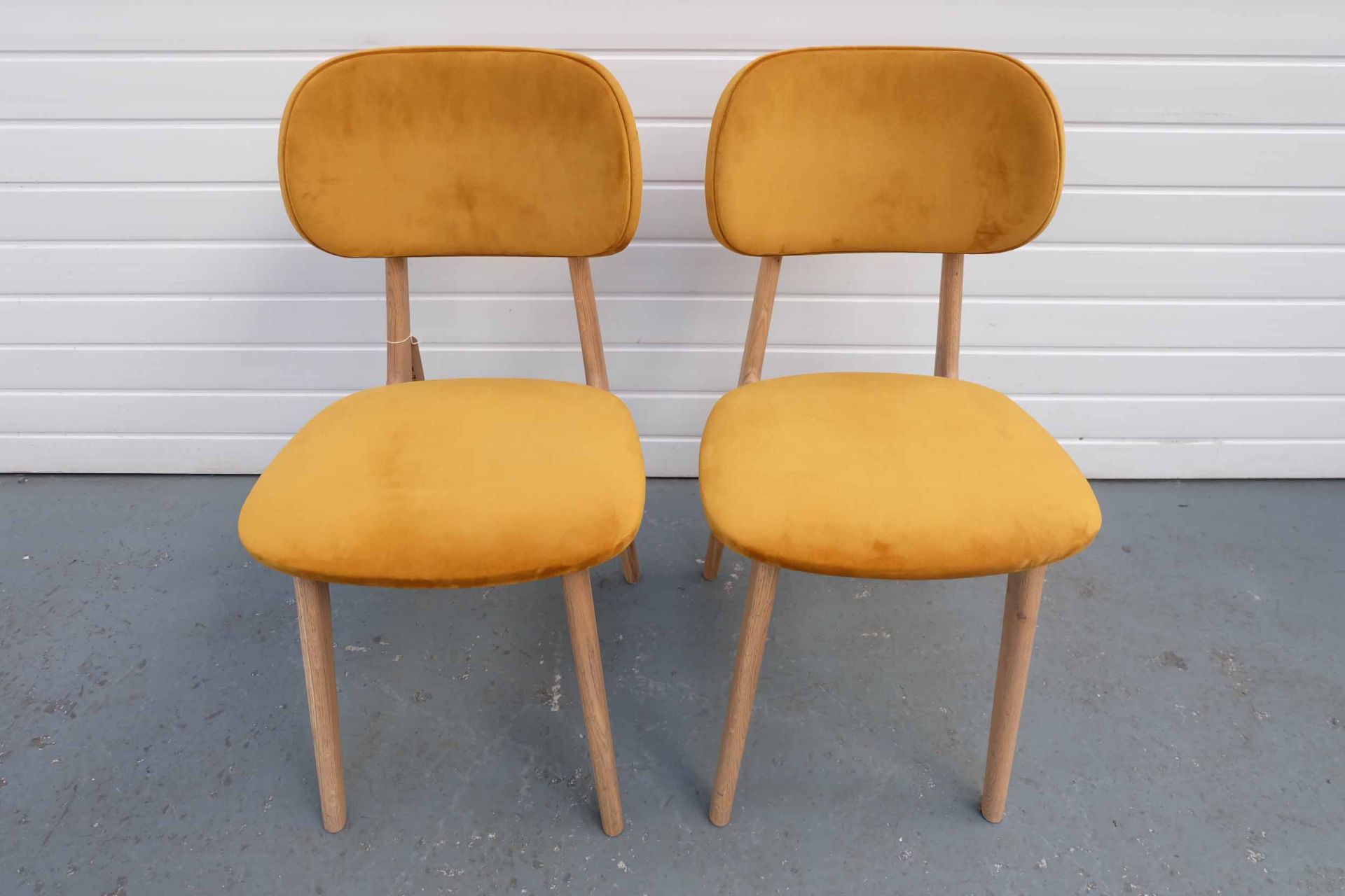 Pair of Carton Furniture 'Bari' Dining Chairs. Upholstered Seat and Back in Mustard Velvet. Fitted o