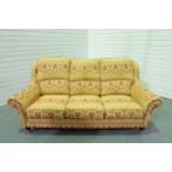Steed Upholstery 'Lincoln' Range Fully Handmade 3 Seater Sofa. In Jim Dickens Fabric. Castor Wheels