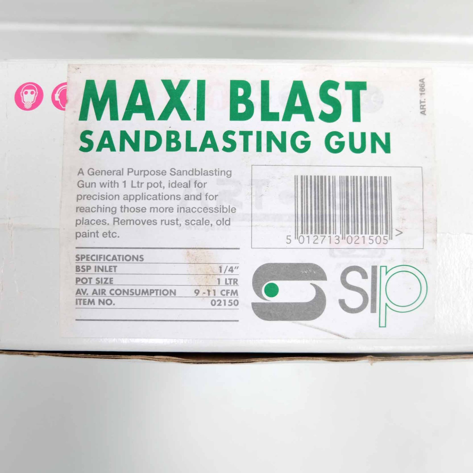 SIP Art 166 GAV Proffessional Sand Blasting Gun. 1 Litre Pot Size. 1/4" BSP Inlet. Air Consumption 9 - Image 5 of 5