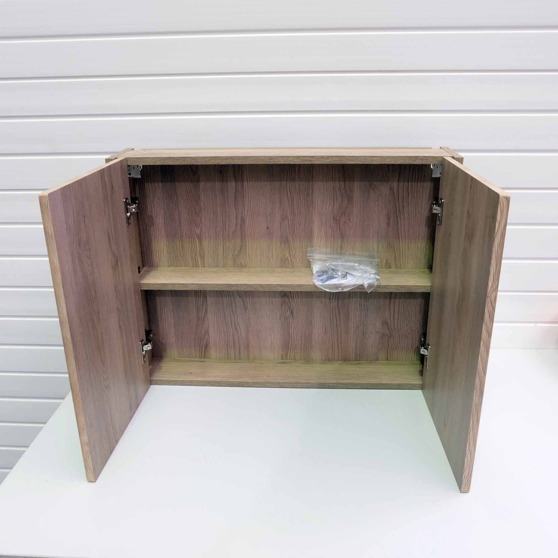Mirrored Two Door Cabinet. With 1 x Shelf & 2 Handles. Size 790mm W x 162mm D x 597mm H. - Image 2 of 6