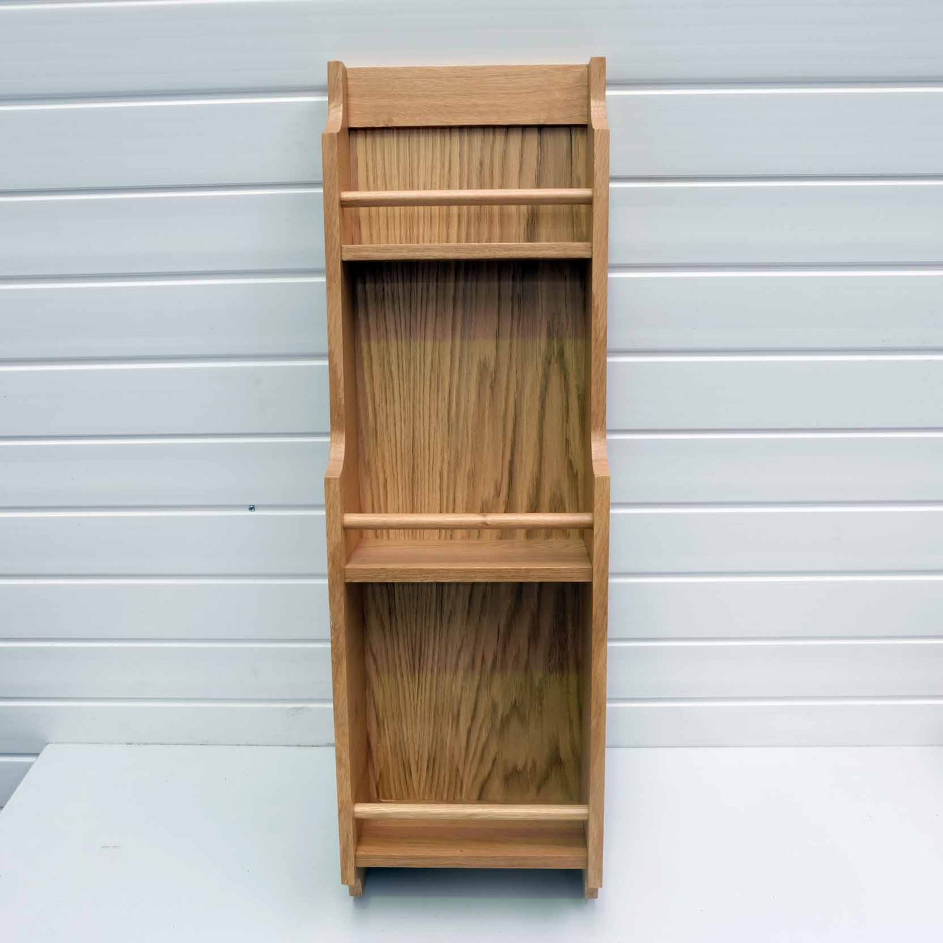 Solid Wood Spice Rack. Size 280mm W x 130mm D x 900mm H. 3 x Shelves.
