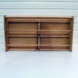 Solid Wood Spice Rack. Size 860mm W x 150mm D x 460mm H.