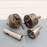 3 x Various Chucks. 1 x 160mm 3 Jaw Chuck With 50 Int Fitting. 1 x 6" 4 Jaw Chuck With 40 Int Fittin