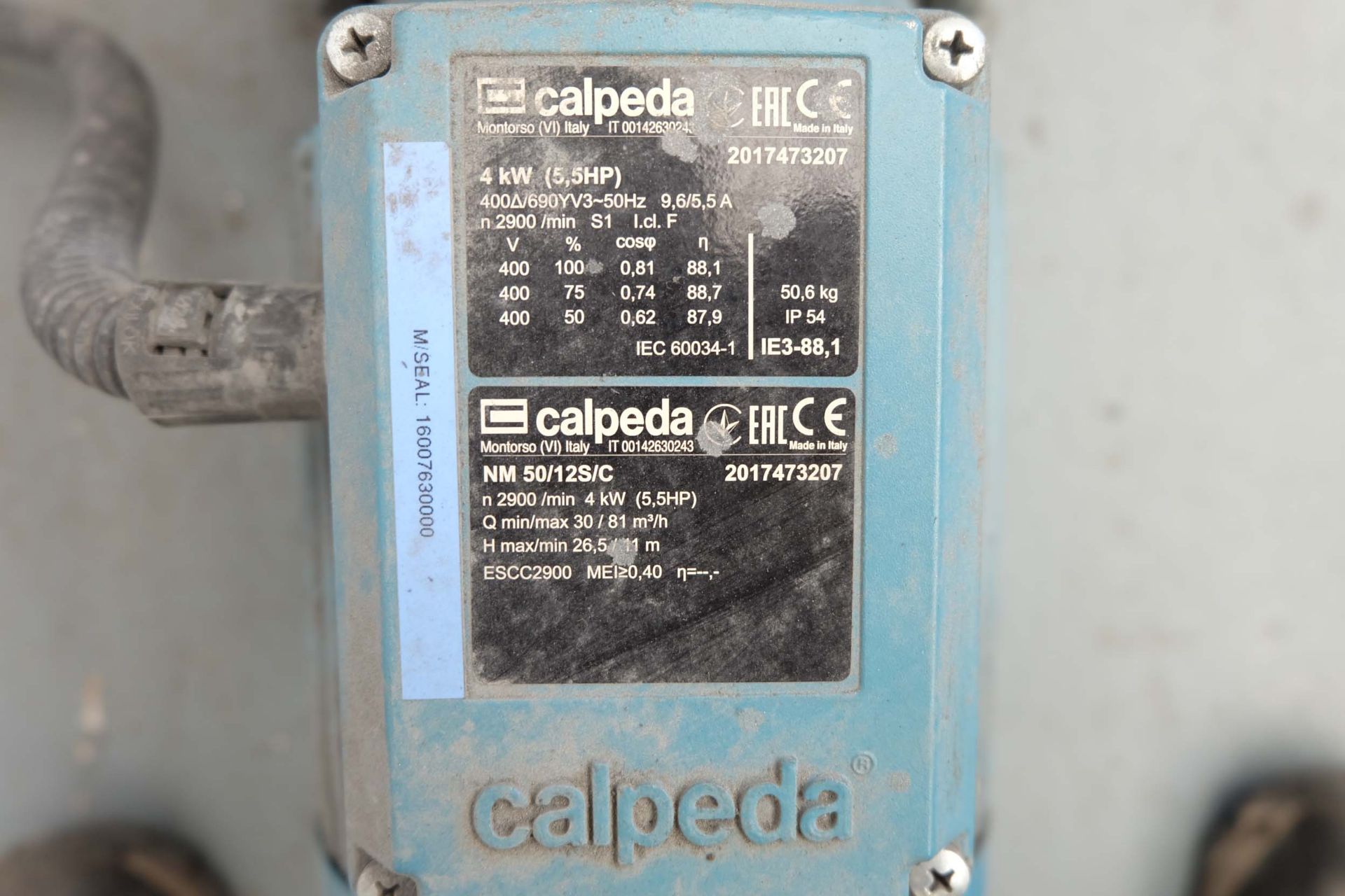 Calpeda NM 20/12S/C Cast Iron Single Stage End Suction Pump. N 2900/Min. Q Min/Max 30/81 m3/h. H Max - Image 4 of 4