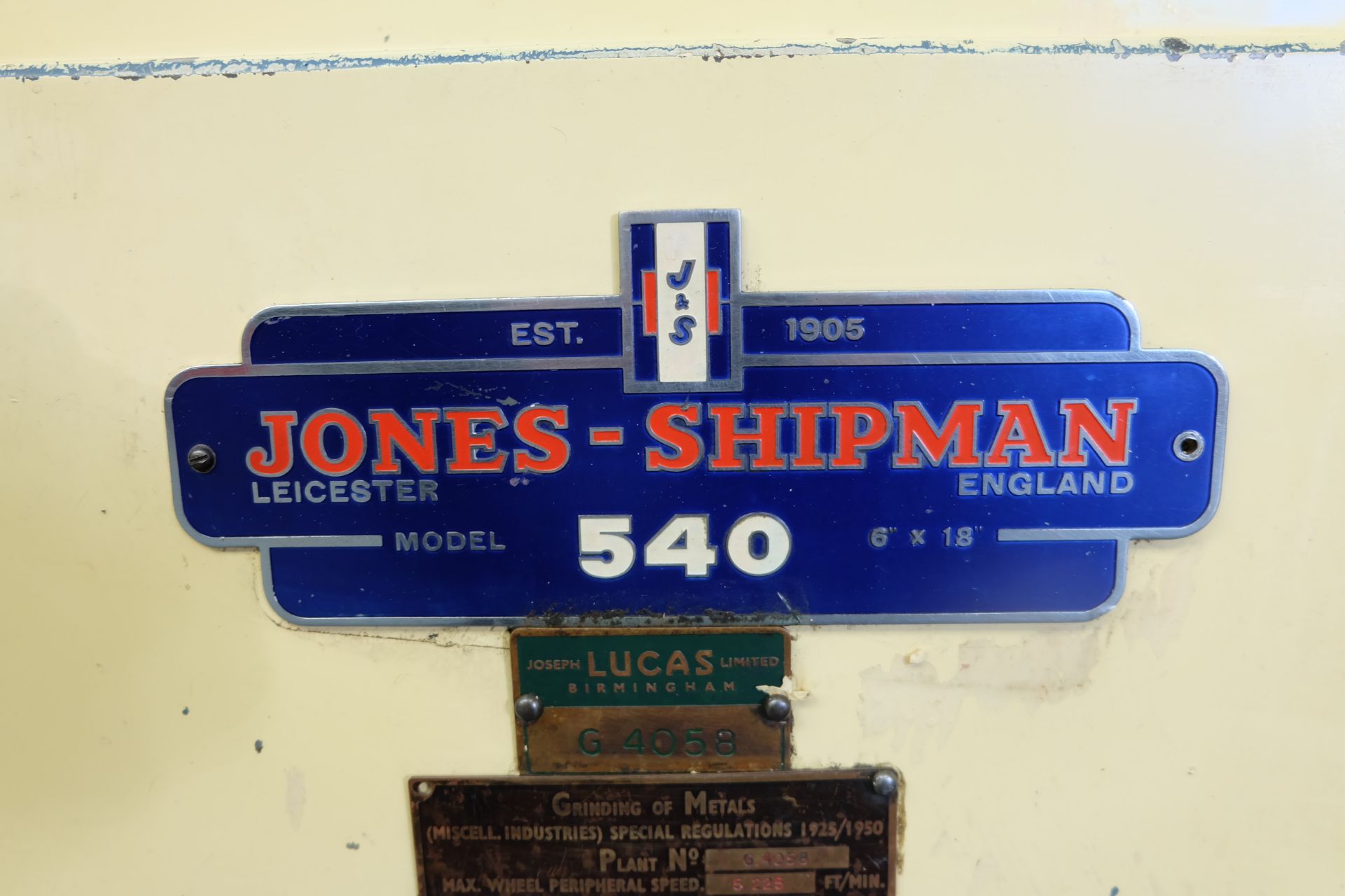 Jones & Shipman 540AP Surface Grinder. Capacity 18" x 6". Auto & Incremental Downfeed. - Image 10 of 13