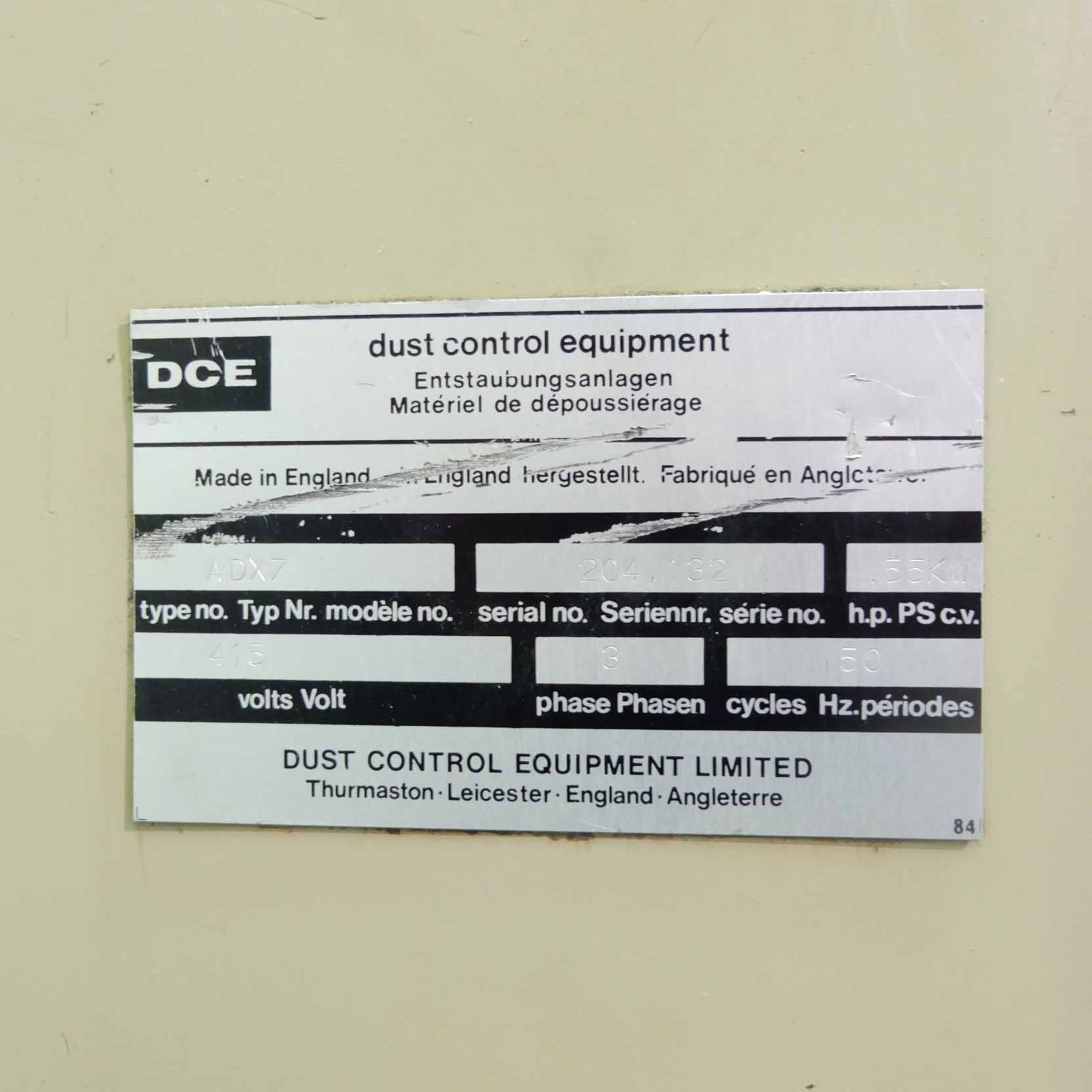 DCE Model ADX7 Dust Extractor. 3 Phase. - Image 5 of 6