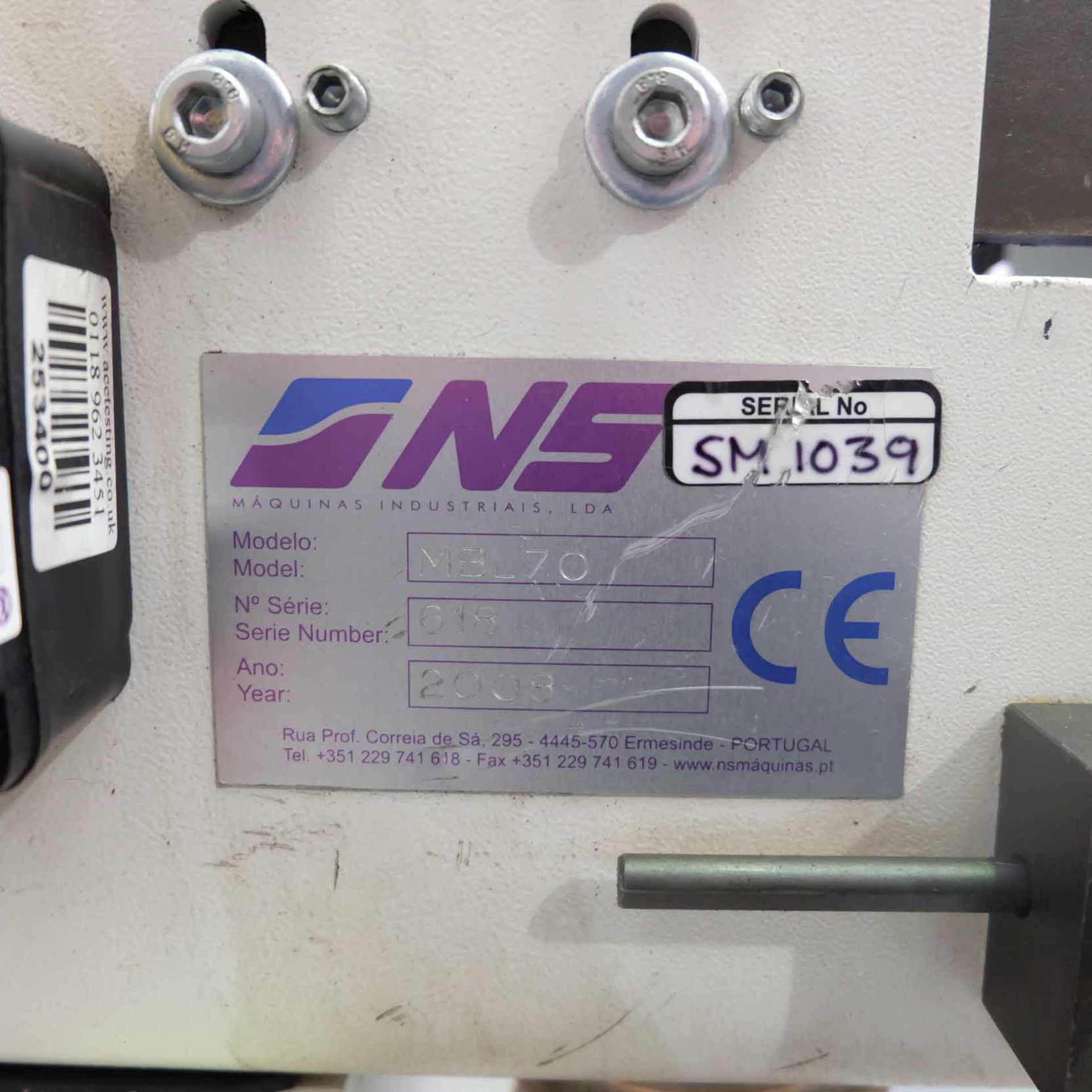 NS Model MBL-70 Tube Notch Grinding Machine. Abrasive Belt Size 75 x 2000mm. Motor Size 3 Phase, 3KW - Bild 8 aus 10