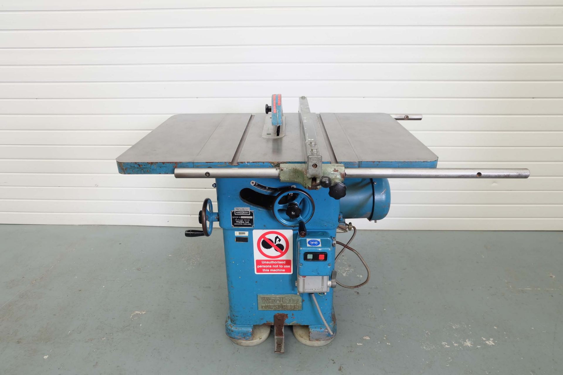 Wadkin Bursgreen AGS 10" Tiliting Arbor Table Saw. Blade Capacity 10" or 12" Max. Max Depth of Cut w