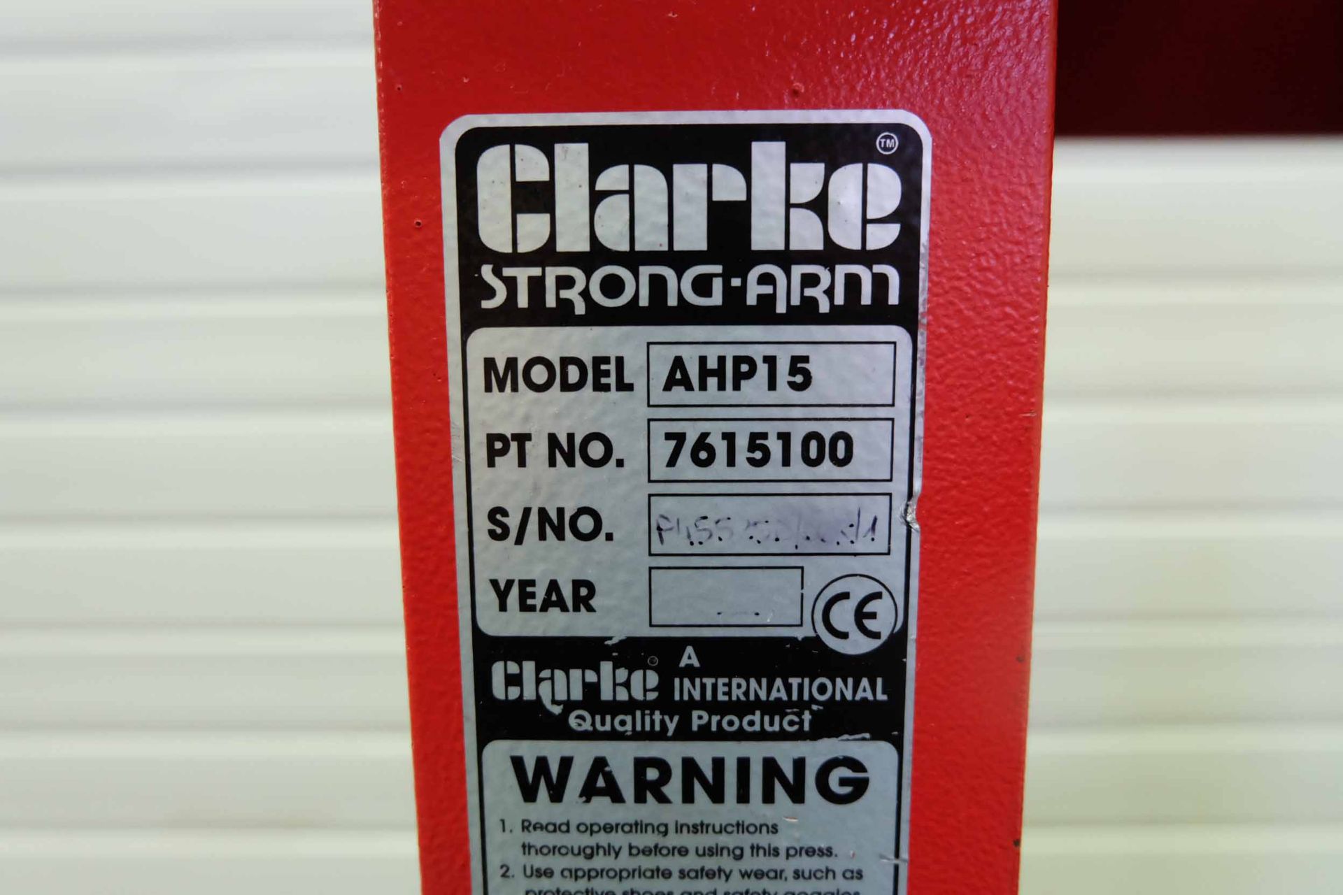 Clarke Strongarm Garage Press Model AHp15. Ram Stroke 155mm. Ram Diameter 55mm. - Bild 5 aus 7