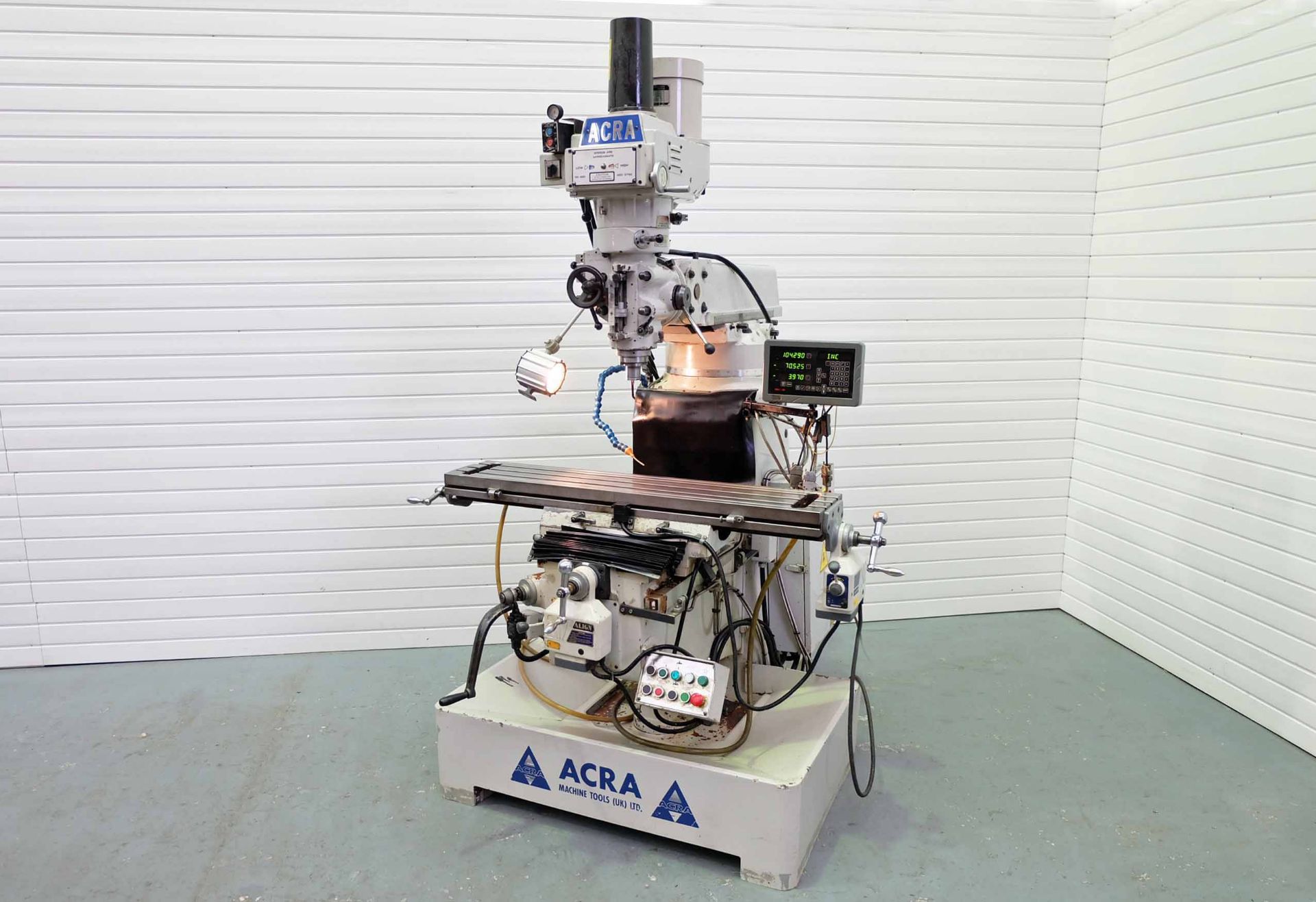 Acra Model FVT-4V Heavy Duty Turret Milling Machine. Table Size 50" x 10". Spindle Taper 40 Int. Spi