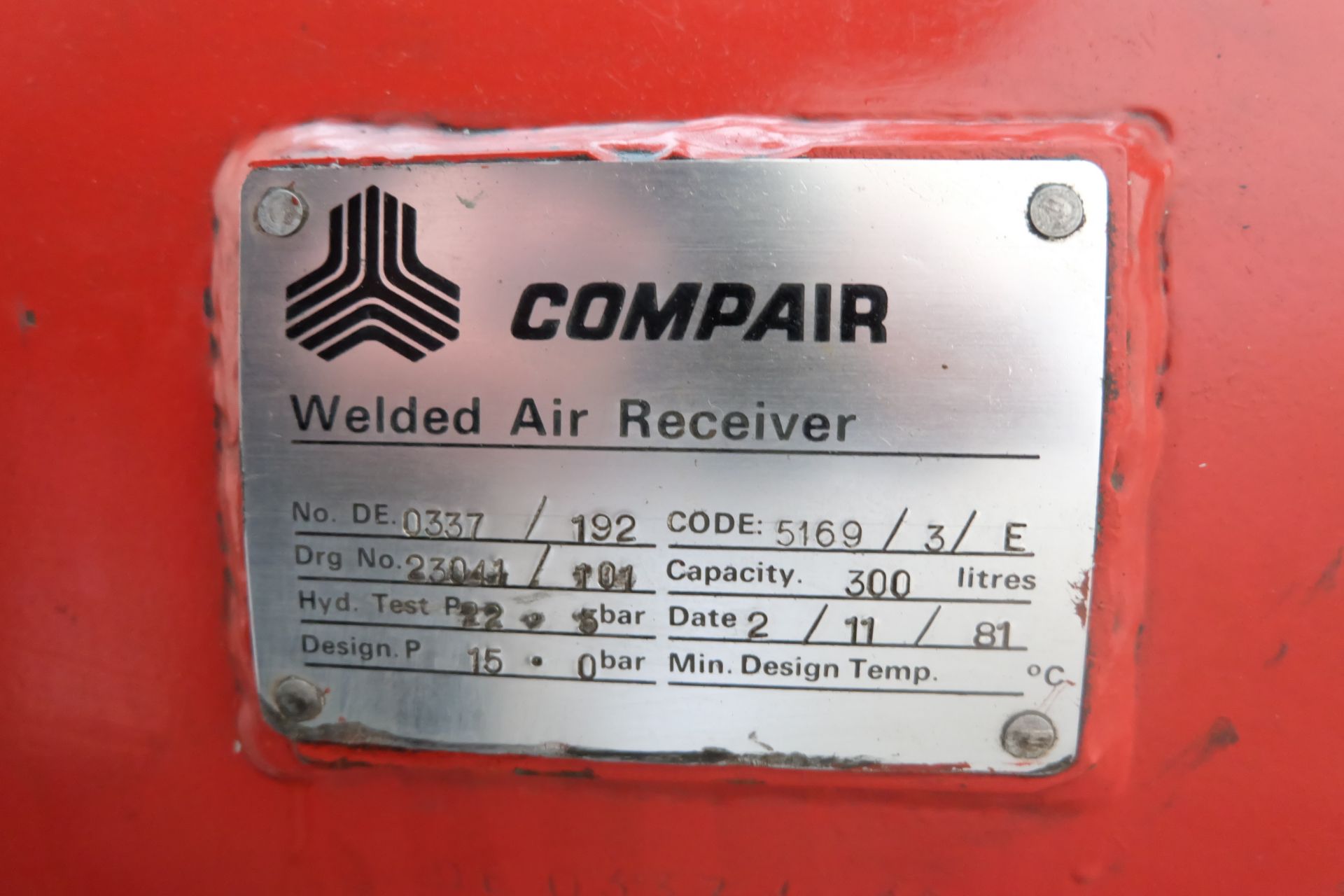 Compair Broomwade 2000 Compressor. 300 Litre. - Bild 5 aus 5