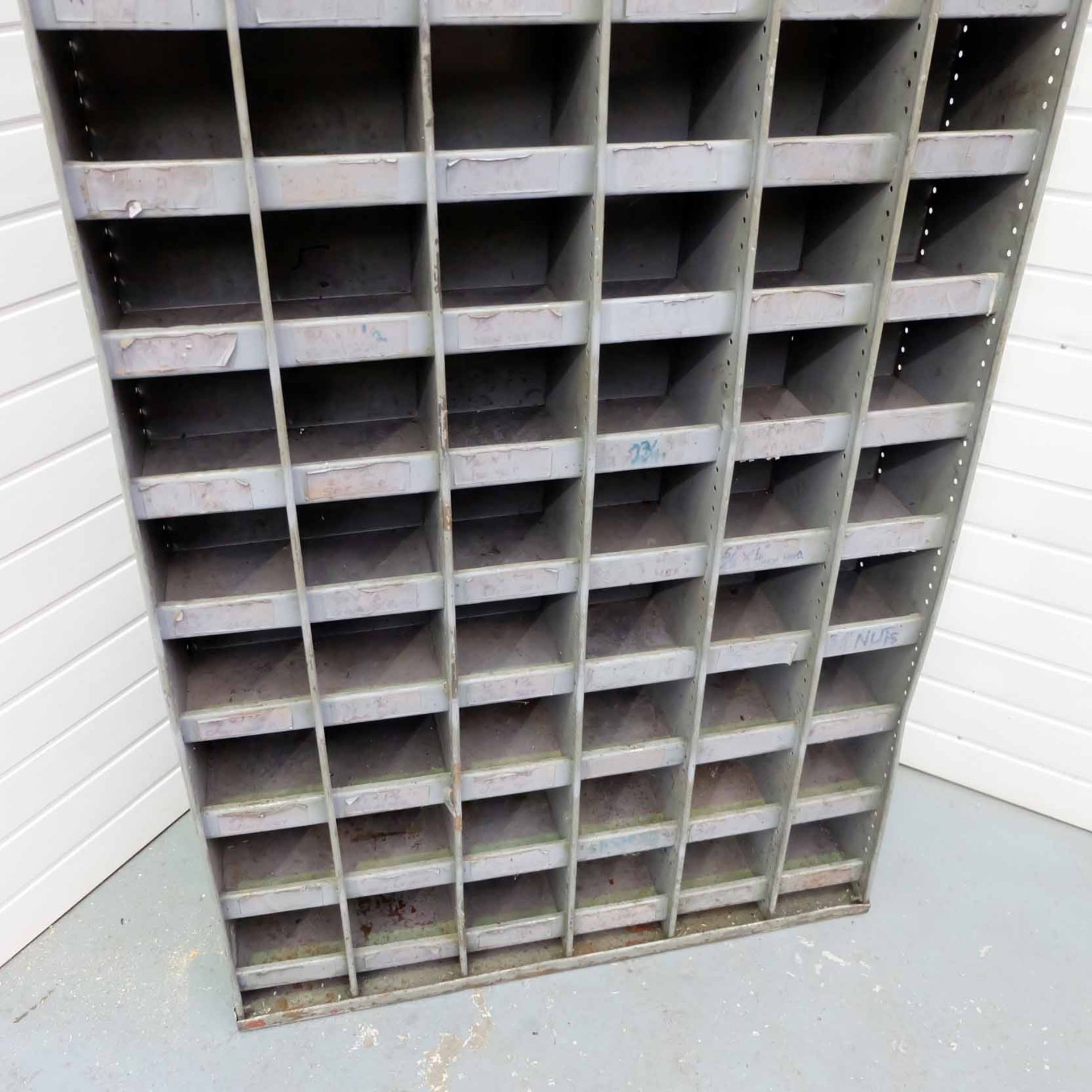 Set of Steel Pigeon Holes. 78 Compartments. Size 36" x 8 3/4" x 72" High. - Bild 4 aus 4