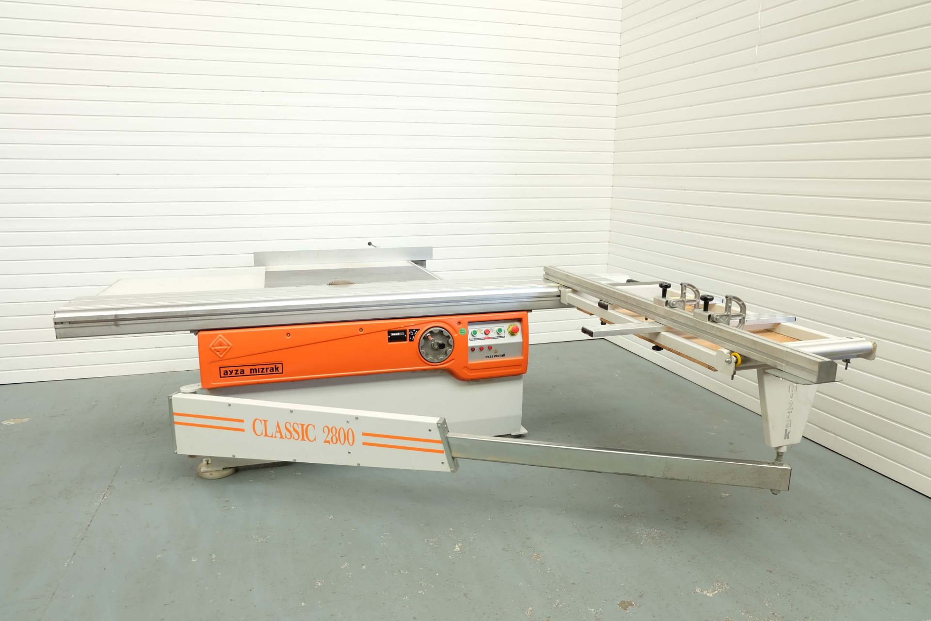 Ayza Mizrak Model Classic 2800 Reclining and Sliding Circular Saw Bench. Aluminium Slide Length 2800