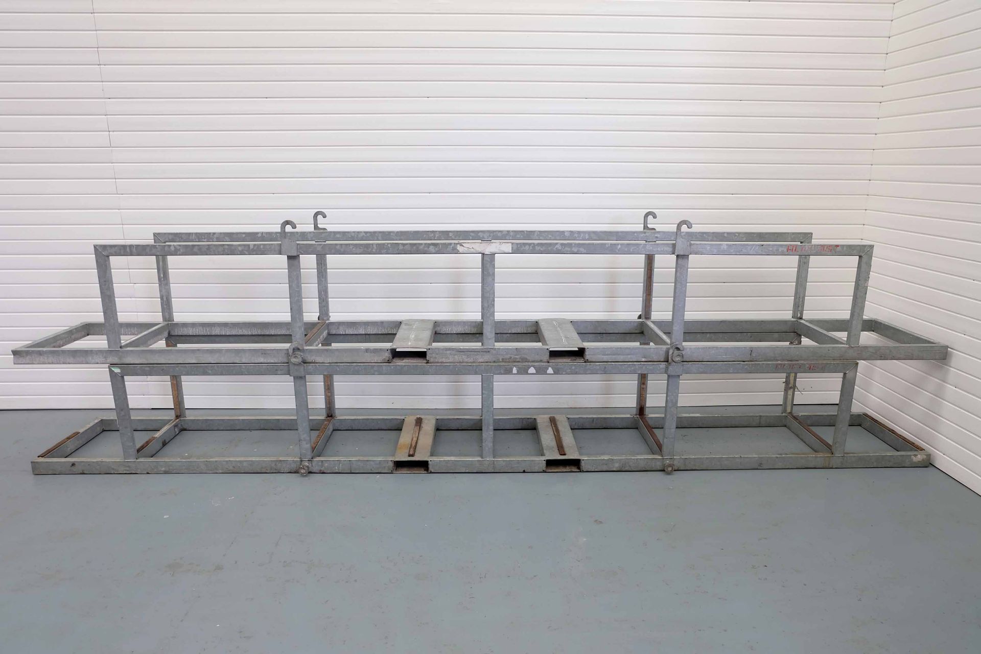 Two Galvanised Steel Stillages. Length 5000mm. Internal Width 600mm. Internal Depth 550mm. With FLT