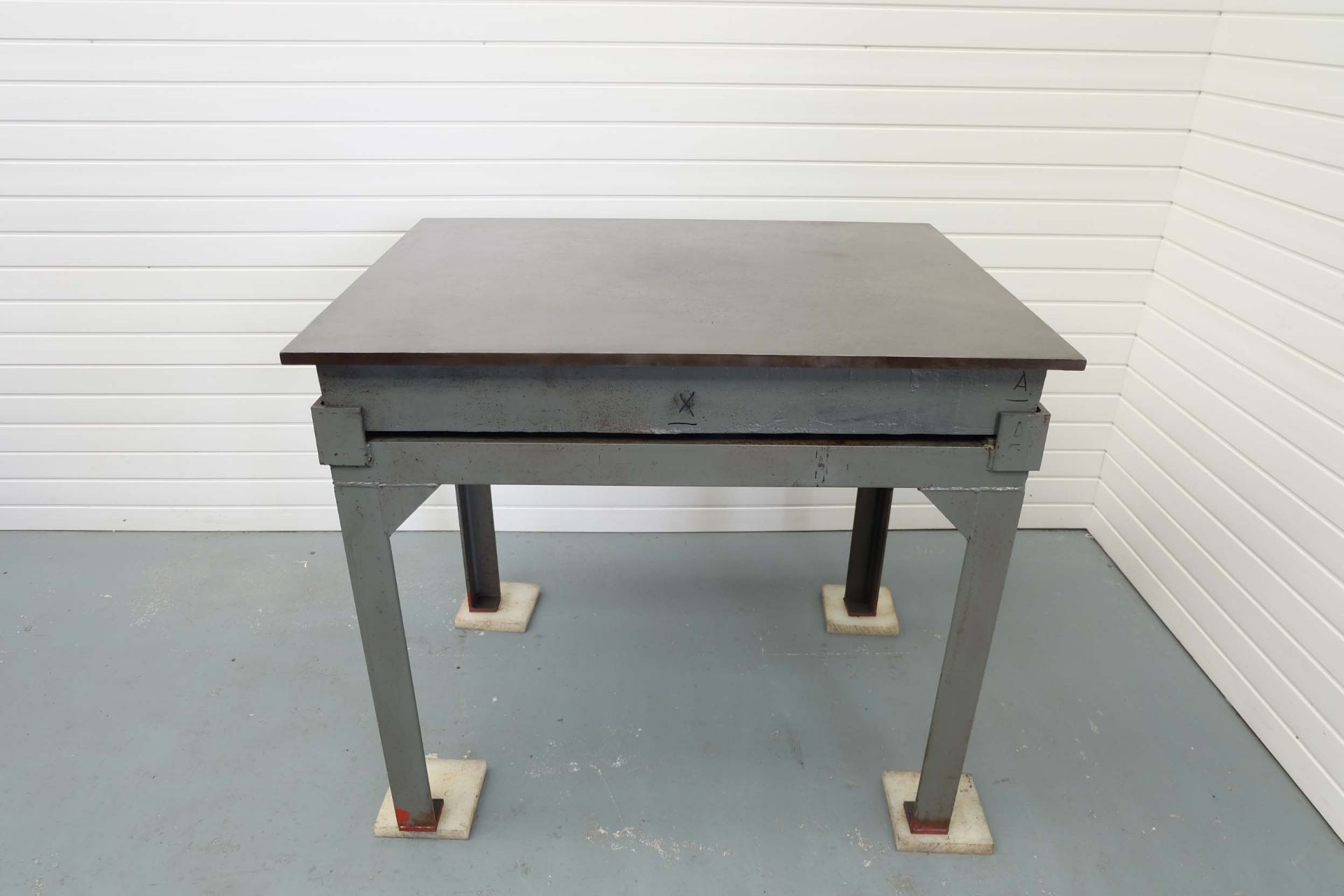 Cast Iron Surface Table On Steel Stand. Size: 48" x 36". Surface Height: 42".