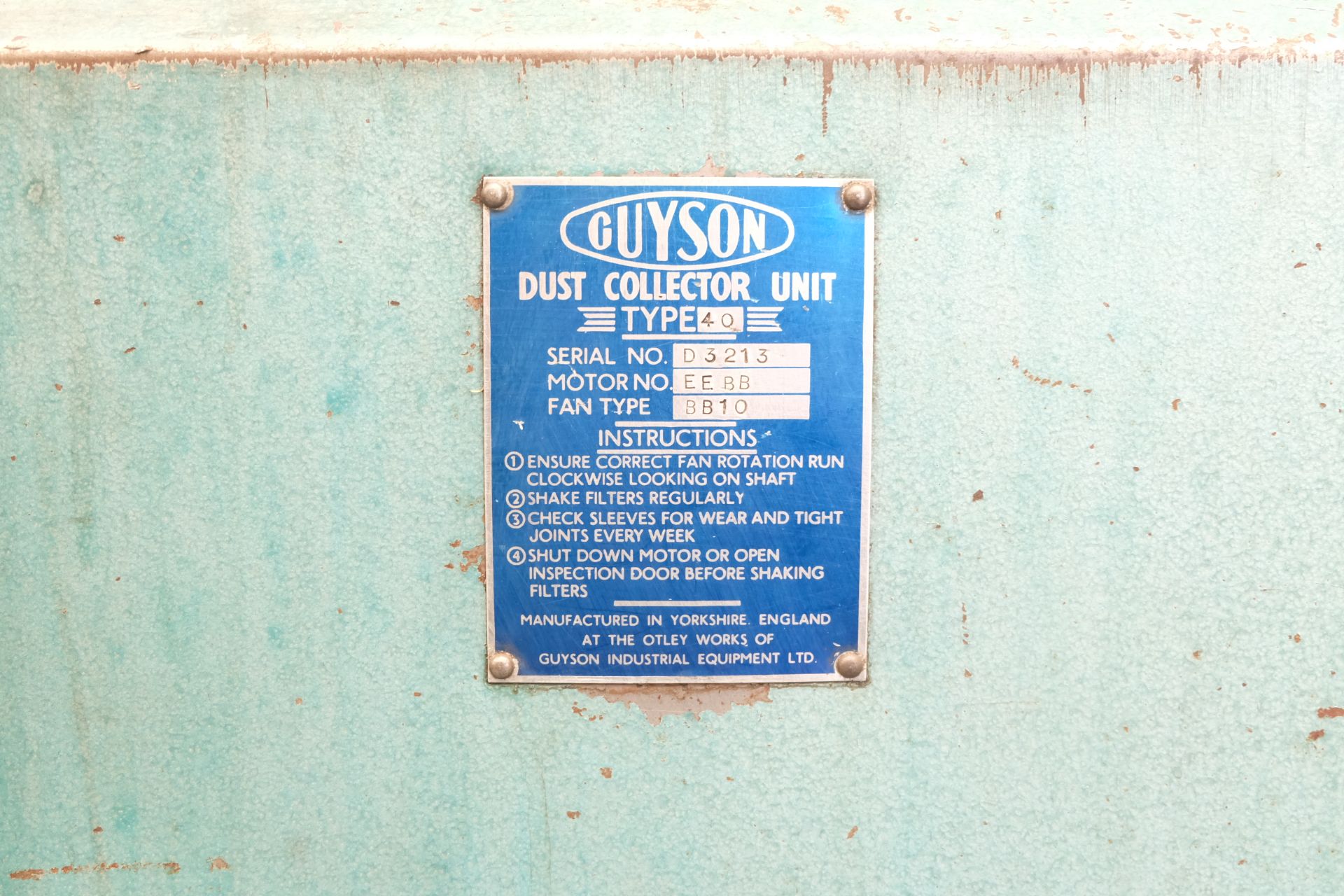 Guyson Type 40 Dust Collection Unit. External Dimensions 22" x 20". Height 52". - Image 3 of 5